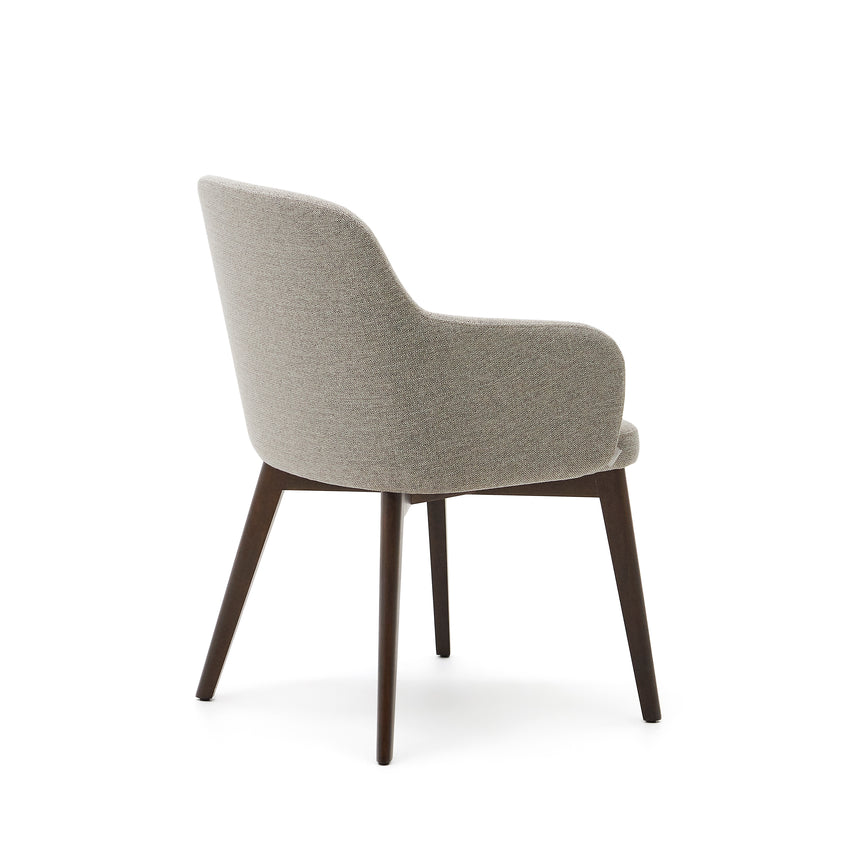 Nelida Stuhl aus brauner Chenille und massivem Buchenholz mit Nussbaum-Finish FSC 100% - ZEN ZONE Furniture