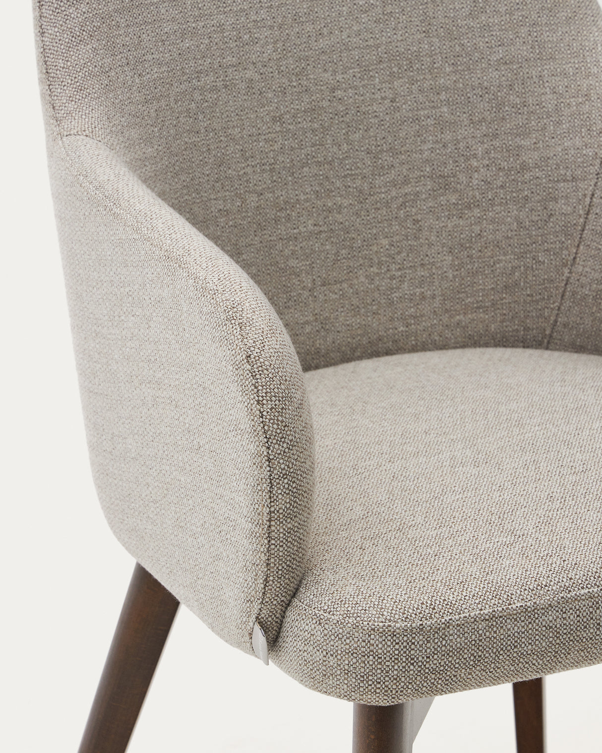 Nelida Stuhl aus brauner Chenille und massivem Buchenholz mit Nussbaum-Finish FSC 100% - ZEN ZONE Furniture