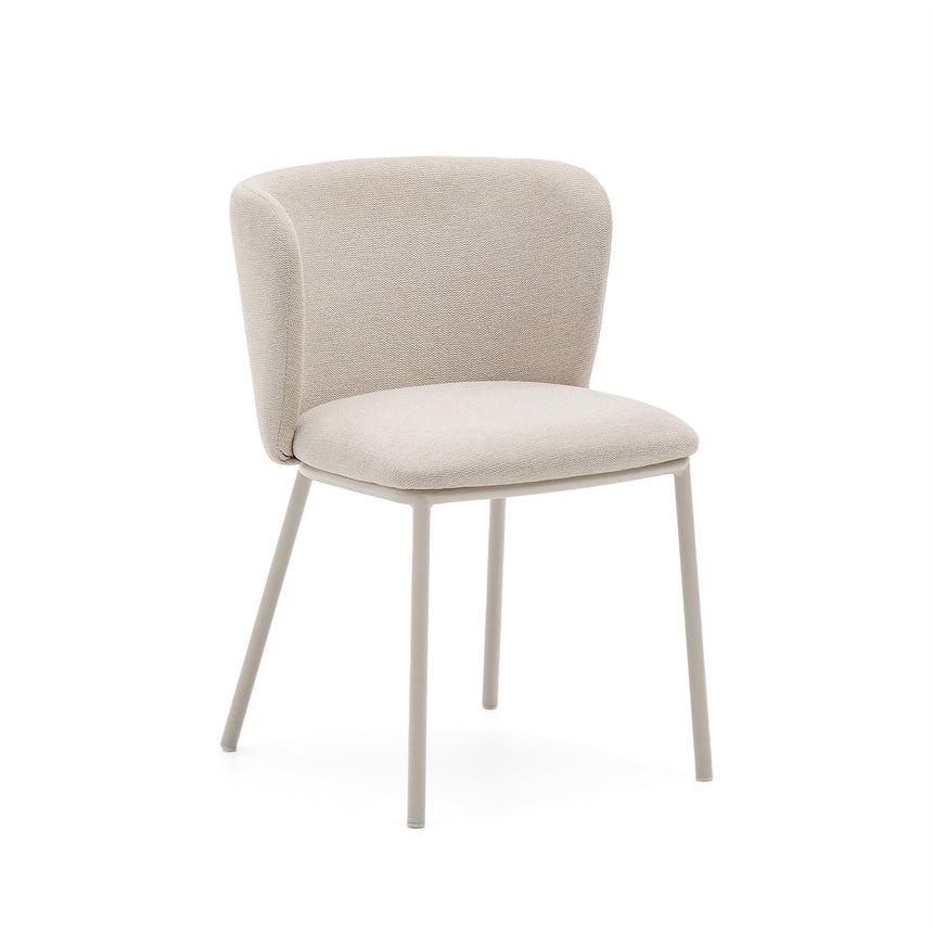 Stuhl Ciselia aus beigefarbenem Chenille und beigefarbenem Stahl FSC Mix Credit - ZEN ZONE Furniture