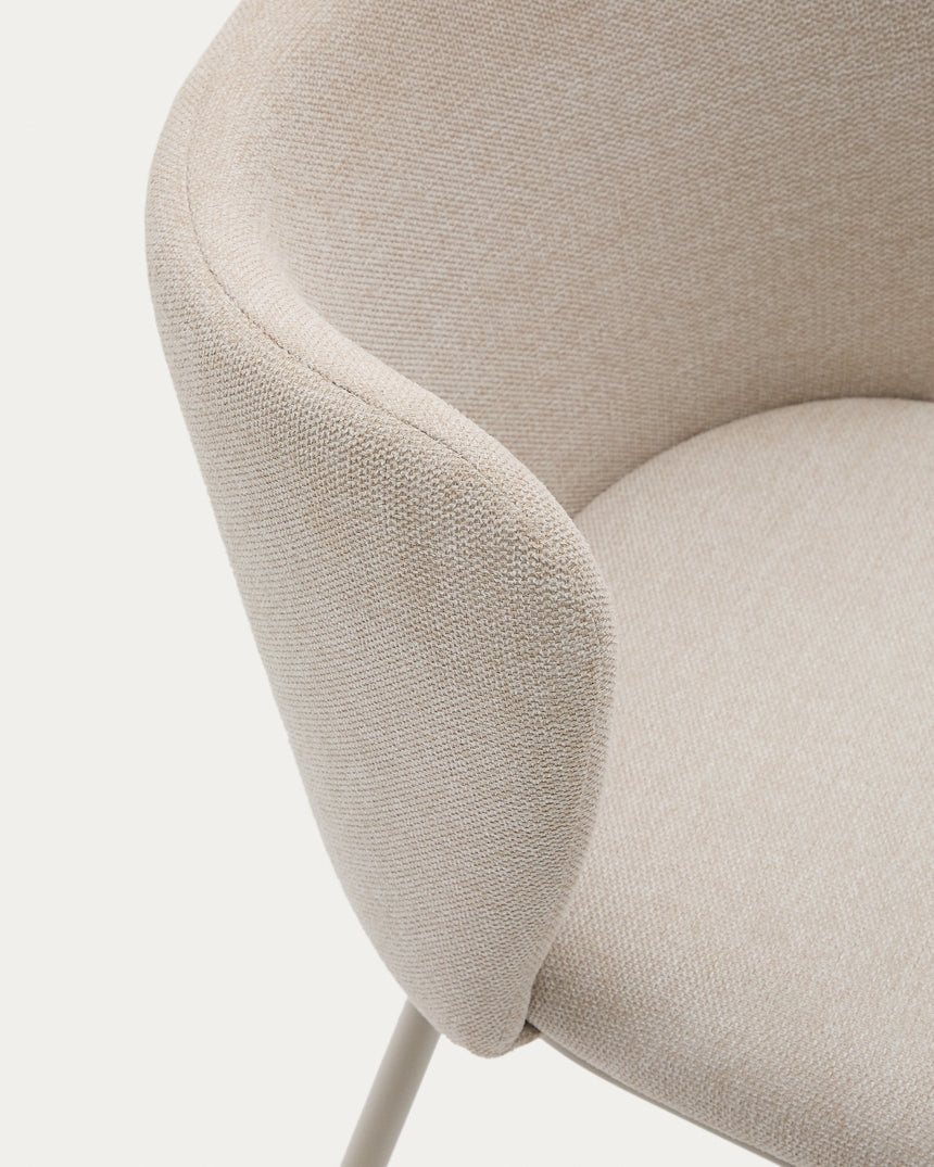 Stuhl Ciselia aus beigefarbenem Chenille und beigefarbenem Stahl FSC Mix Credit - ZEN ZONE Furniture