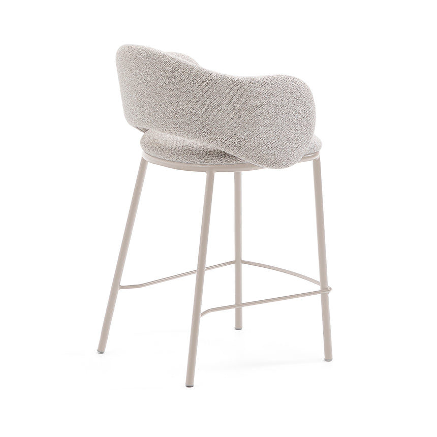 Hocker Maina aus grober beiger Chenille Stahlbeine mit beigem FinishFSC Mix Credit 65 cm - ZEN ZONE Furniture