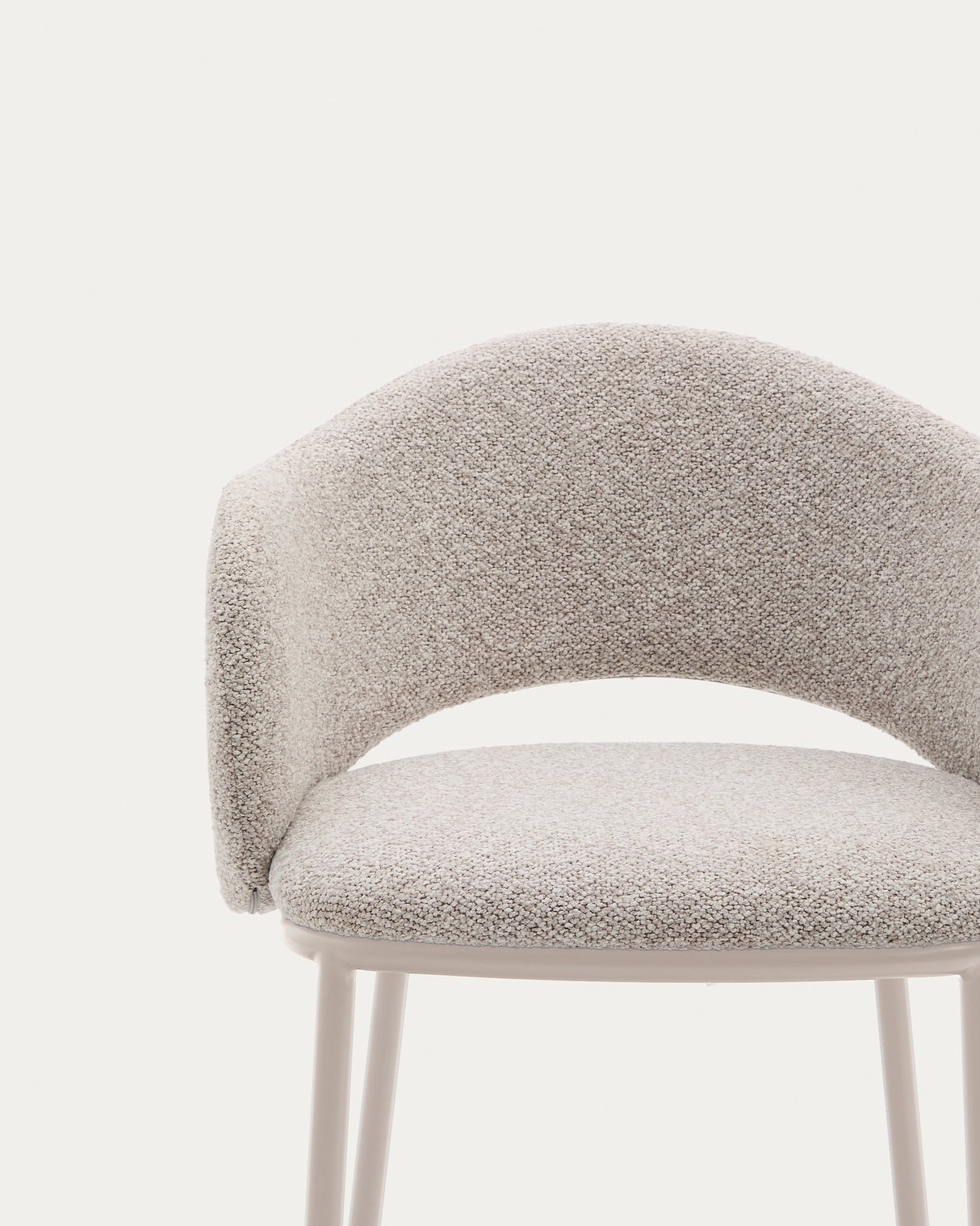 Hocker Maina aus grober beiger Chenille Stahlbeine mit beigem FinishFSC Mix Credit 65 cm - ZEN ZONE Furniture