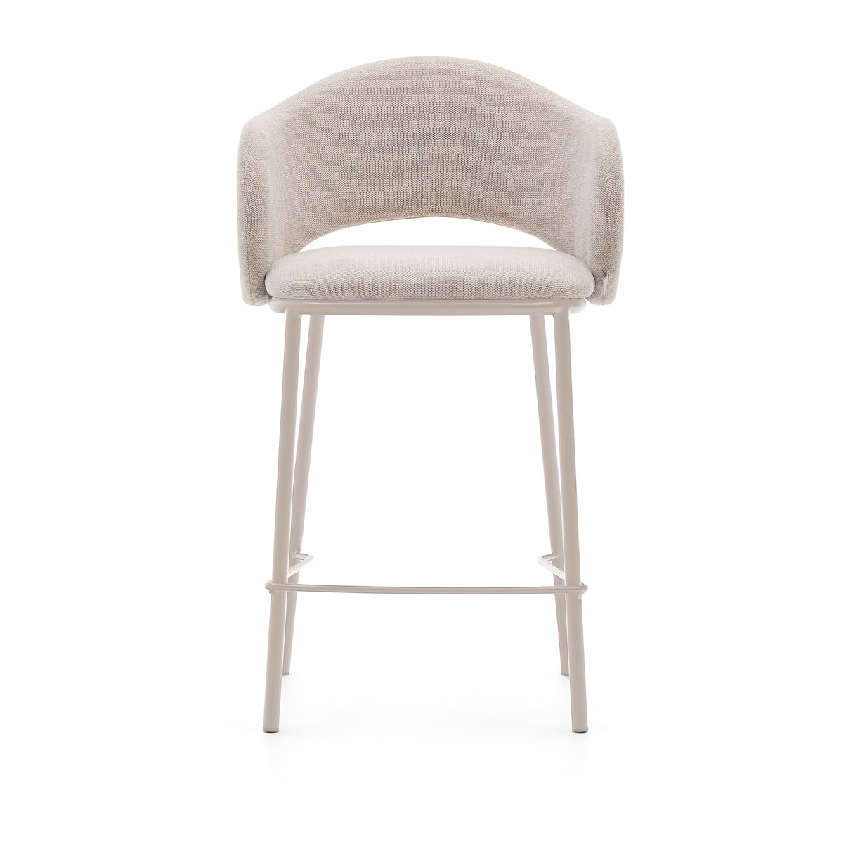 Hocker Maina aus beigefarbener Chenille und Stahlbeinen beiges Finish FSC Mix Credit 65 cm - ZEN ZONE Furniture