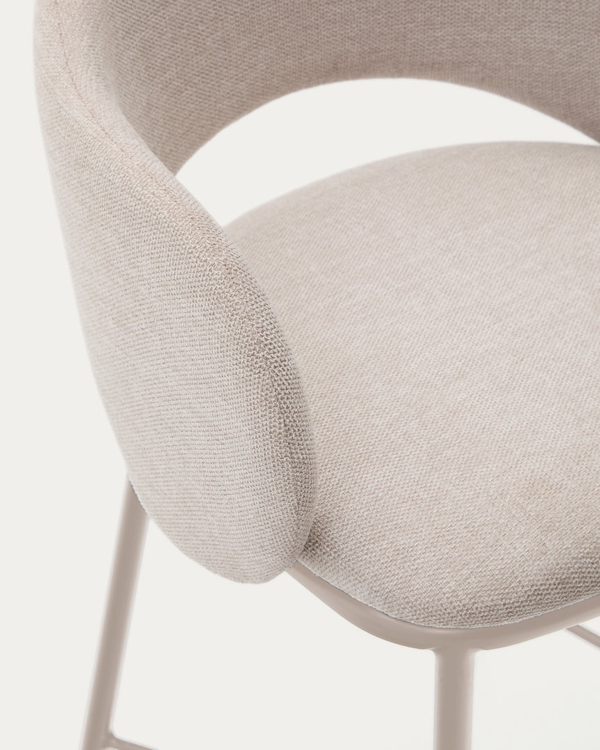 Hocker Maina aus beigefarbener Chenille und Stahlbeinen beiges Finish FSC Mix Credit 65 cm - ZEN ZONE Furniture