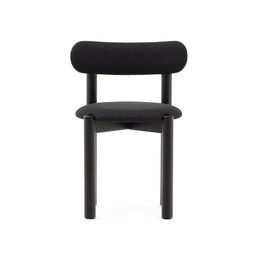Nebai Stuhl mit schwarzer Chenille und Gestell aus massivem Eichenholz mit schwarzem Finis - ZEN ZONE Furniture