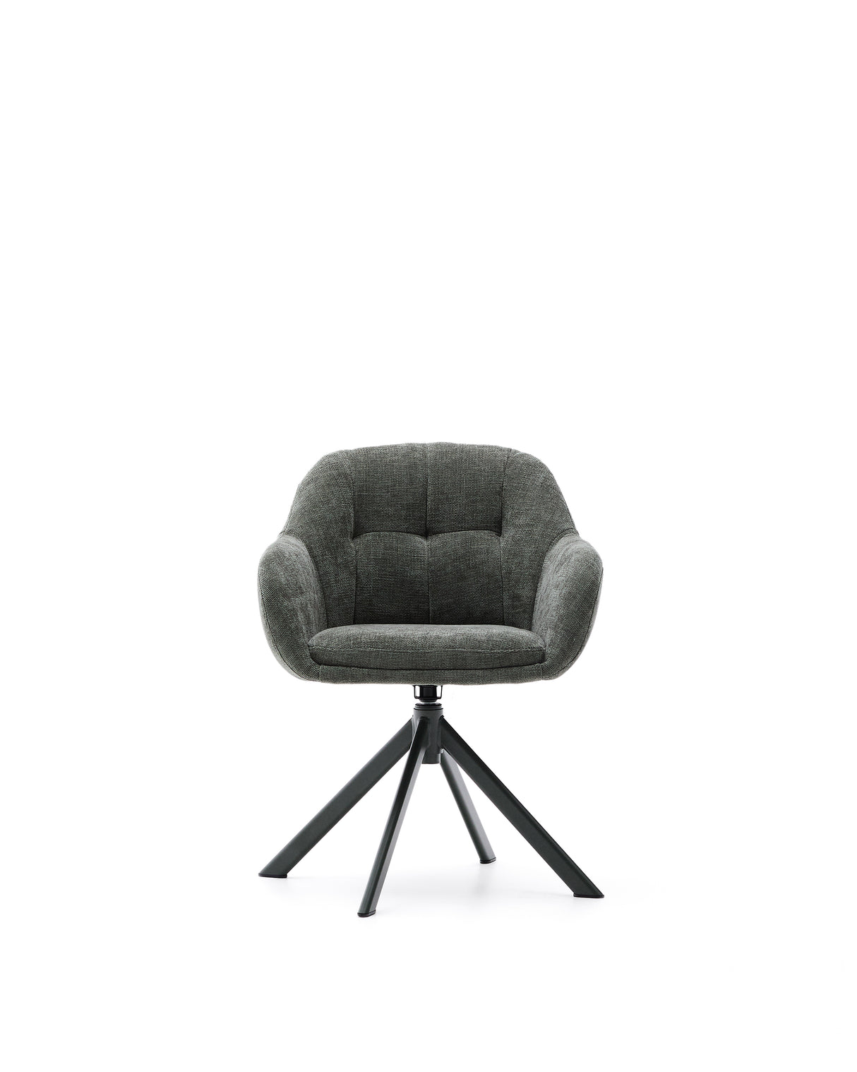 Drehstuhl Dorina aus grüner Chenille und Stahlbeinen mit grünem Finish - ZEN ZONE Furniture