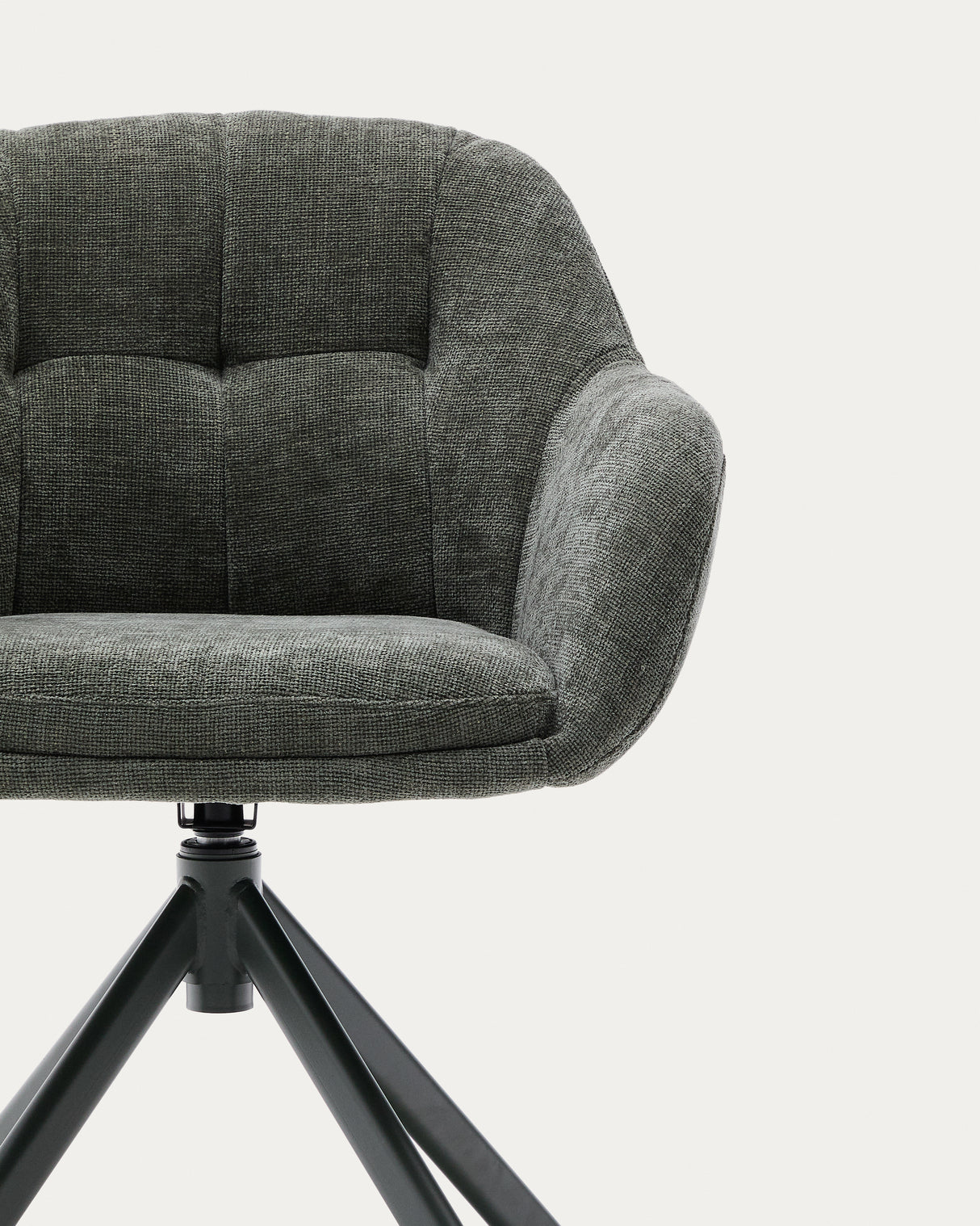 Drehstuhl Dorina aus grüner Chenille und Stahlbeinen mit grünem Finish - ZEN ZONE Furniture