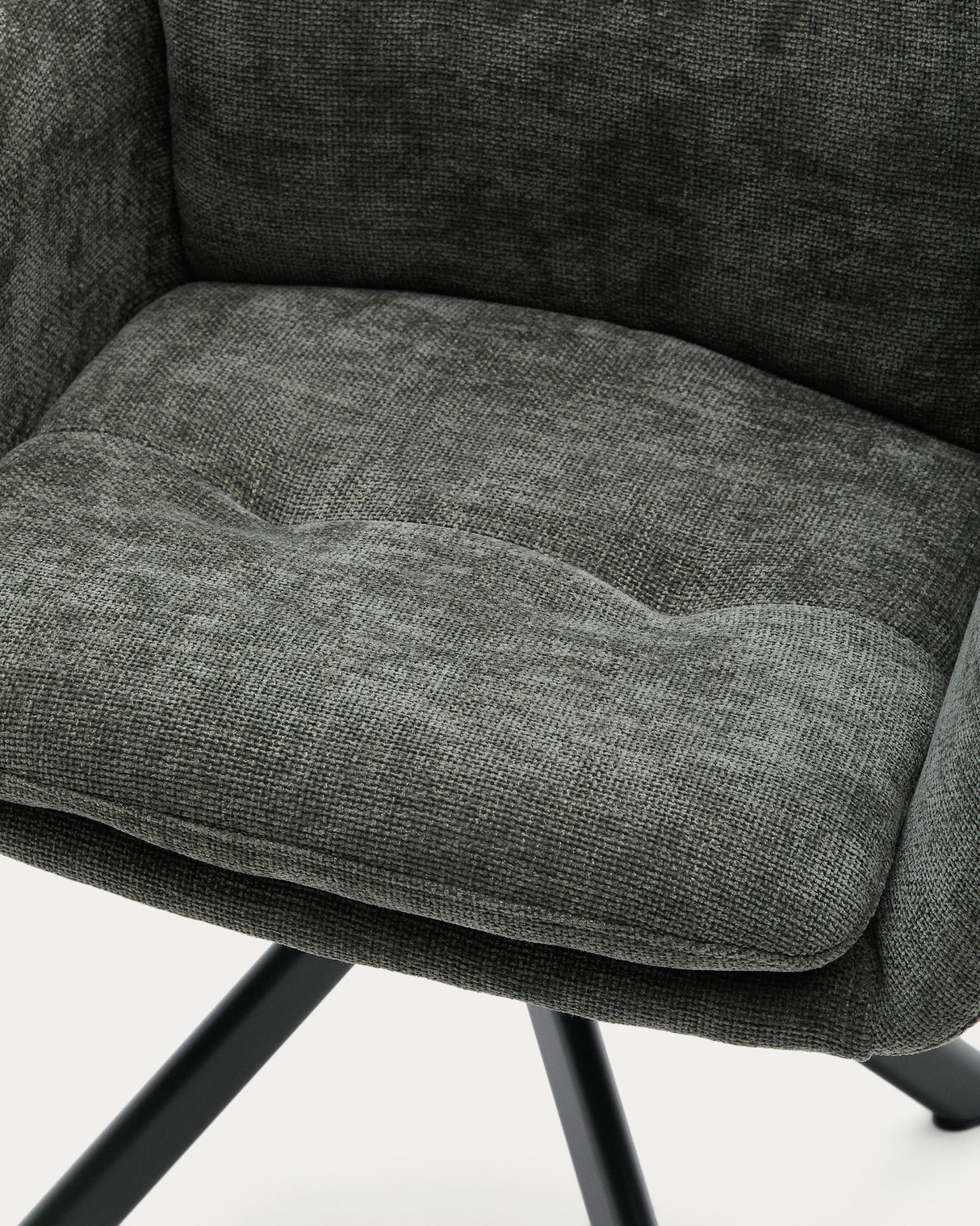 Drehstuhl Lexa aus grüner Chenille und Stahlbeinen mit grünem Finish - ZEN ZONE Furniture