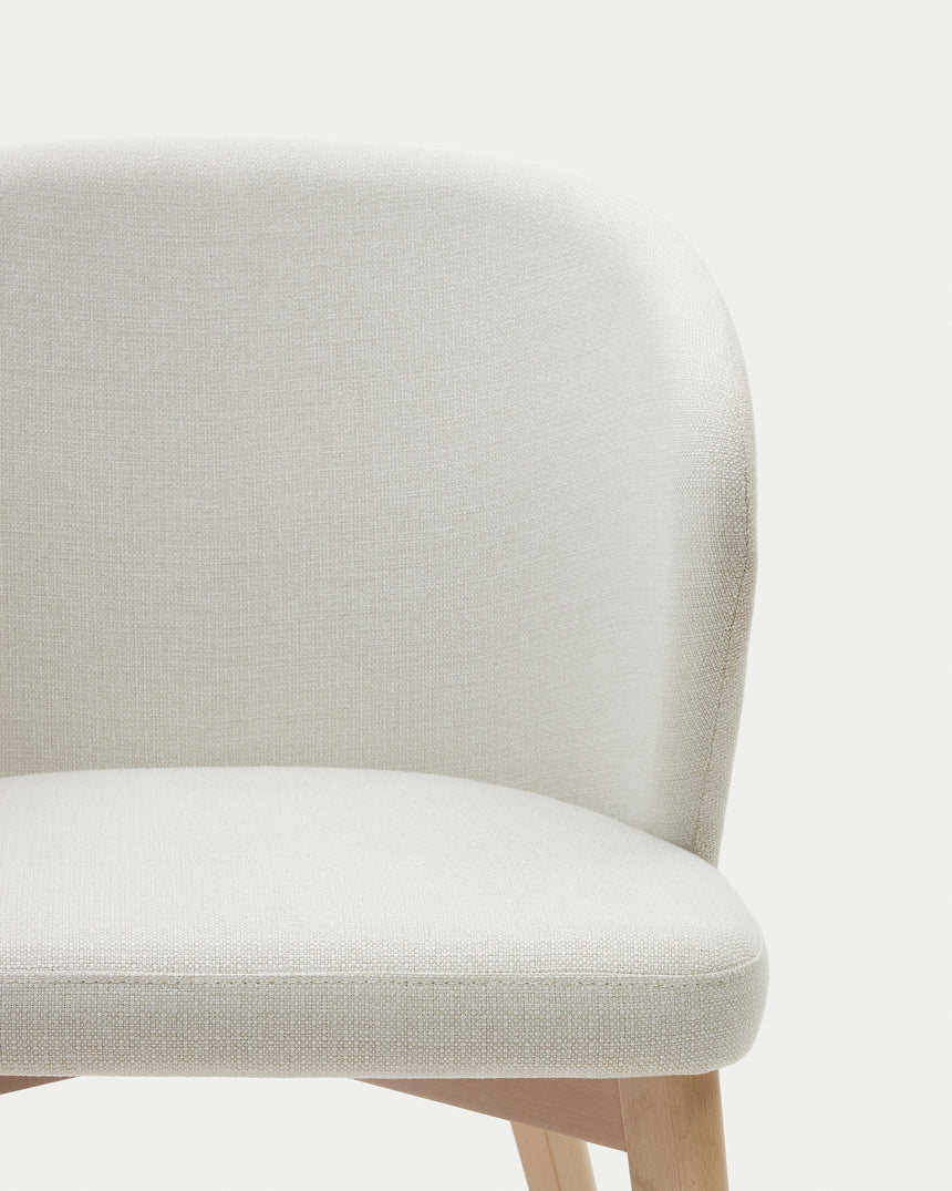 Darice Stuhl aus beigefarbener Chenille und massivem Buchenholz 100% FSC mit naturfarbenem - ZEN ZONE Furniture