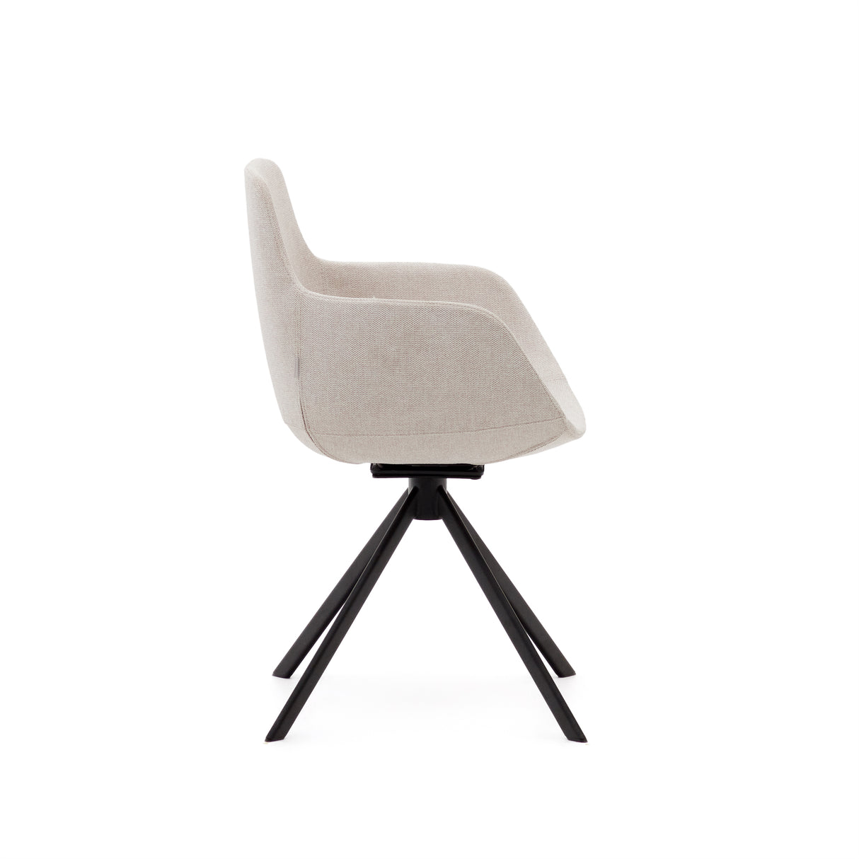 Tissiana rückdrehender Drehstuhl beige Chenille und mattschwarzer Stahl - ZEN ZONE Furniture