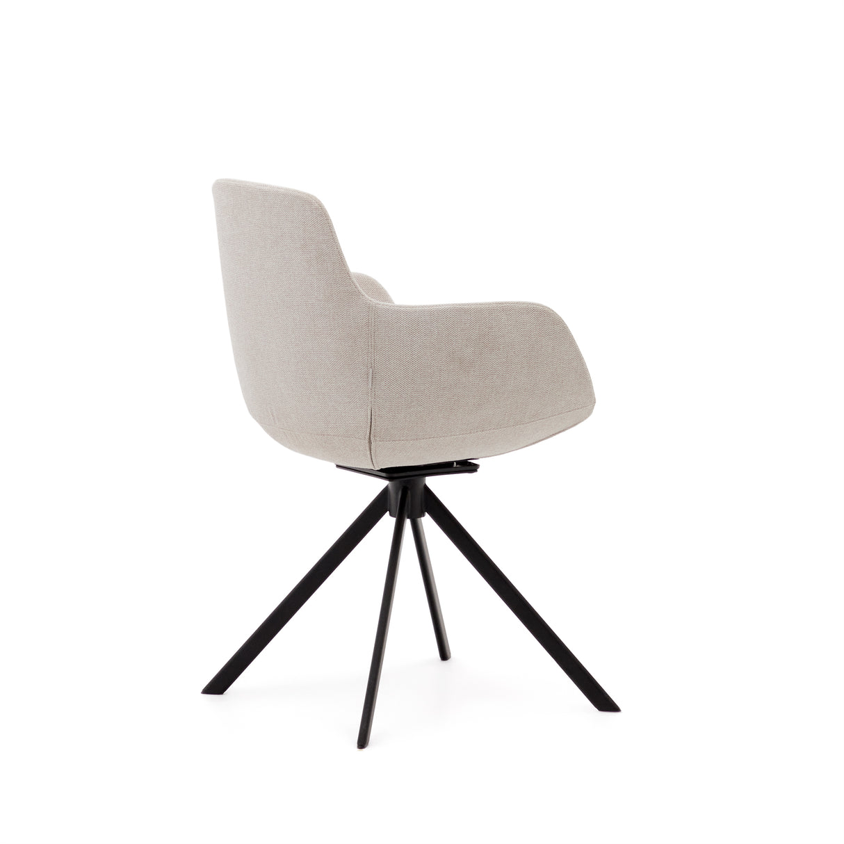 Tissiana rückdrehender Drehstuhl beige Chenille und mattschwarzer Stahl - ZEN ZONE Furniture