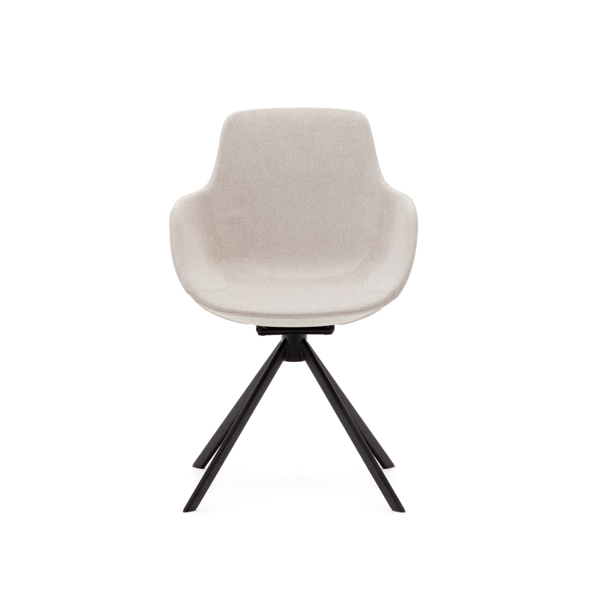 Tissiana rückdrehender Drehstuhl beige Chenille und mattschwarzer Stahl - ZEN ZONE Furniture