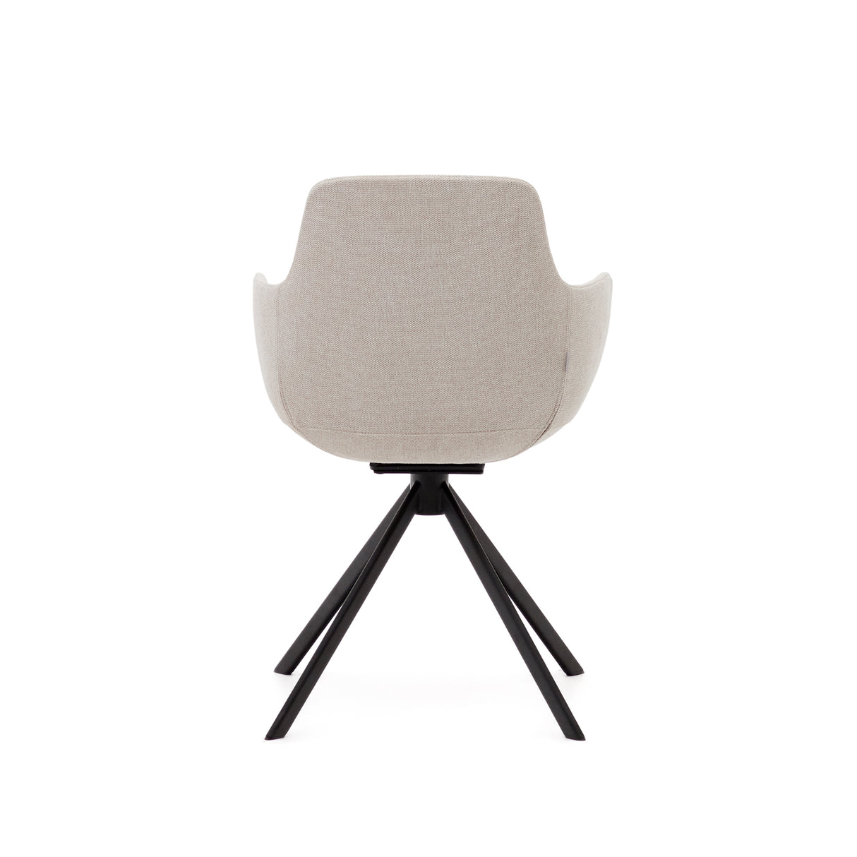 Tissiana rückdrehender Drehstuhl beige Chenille und mattschwarzer Stahl - ZEN ZONE Furniture