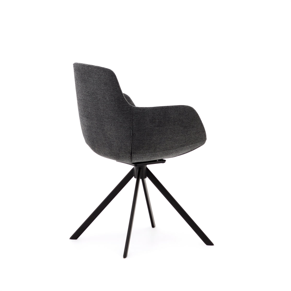 Tissiana rückdrehender Drehstuhl Chenille dunkelgrau Stahl mattschwarzz - ZEN ZONE Furniture