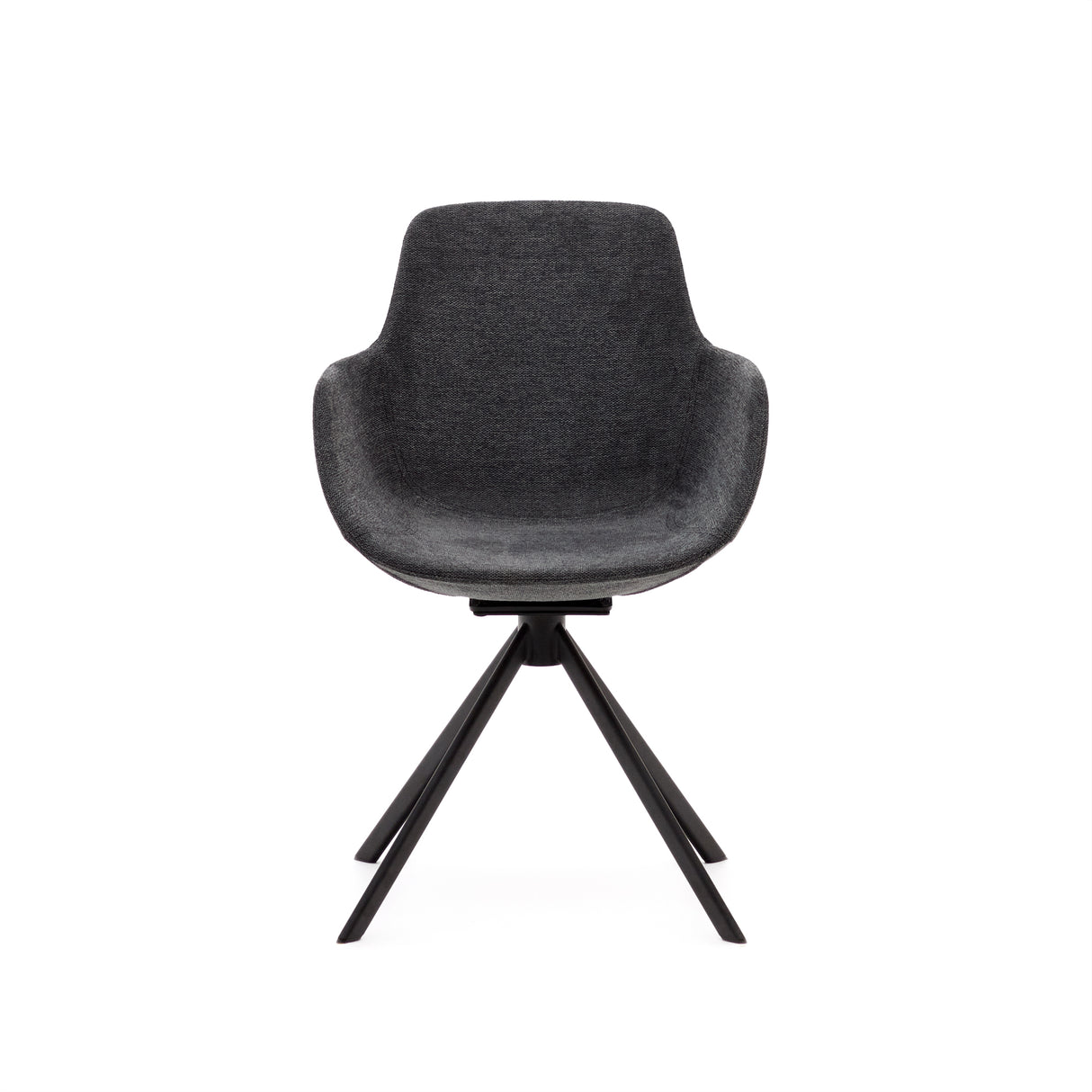 Tissiana rückdrehender Drehstuhl Chenille dunkelgrau Stahl mattschwarzz - ZEN ZONE Furniture