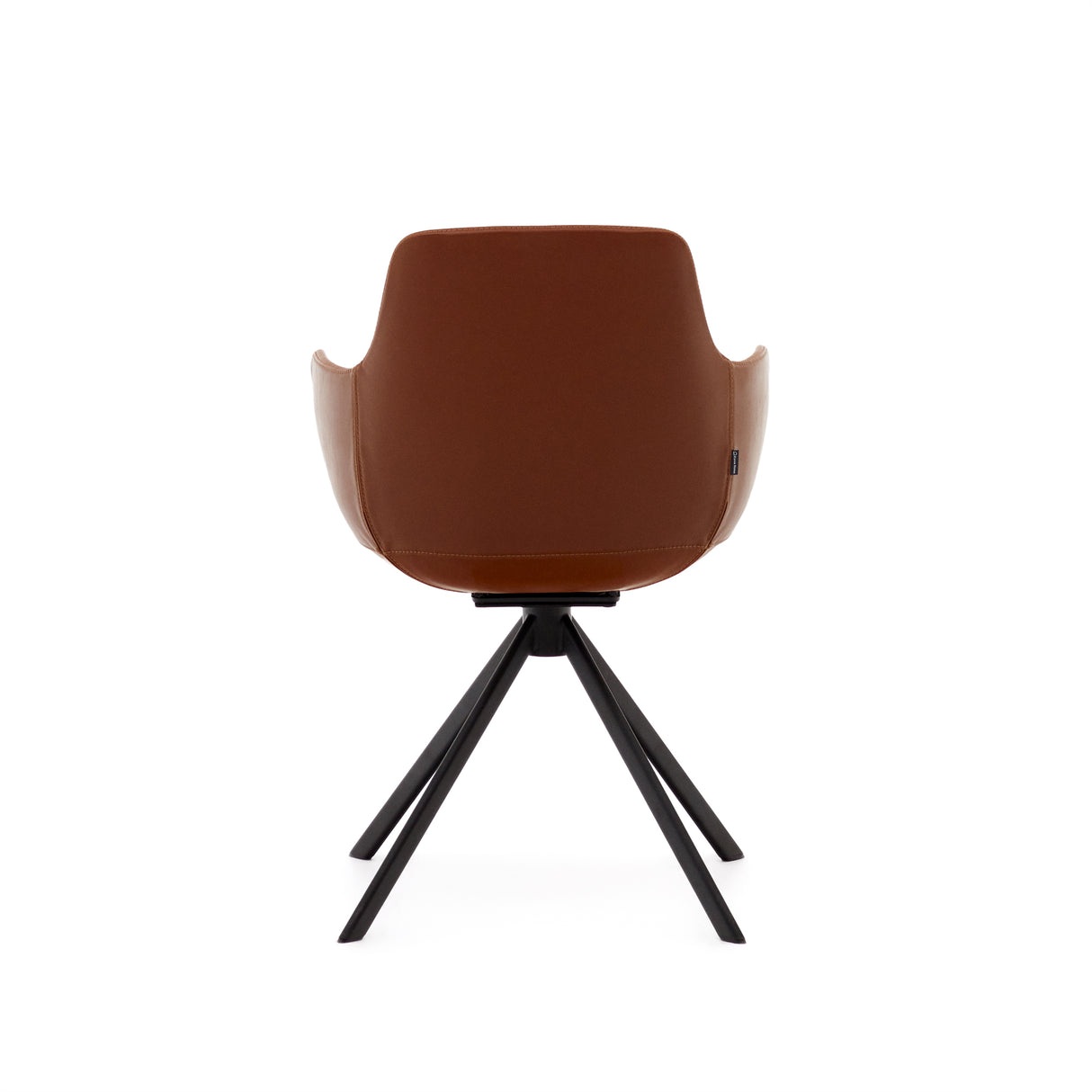 Tissiana rückdrehender Drehstuhl Kunstleder Braun Stahl mattschwarz - ZEN ZONE Furniture