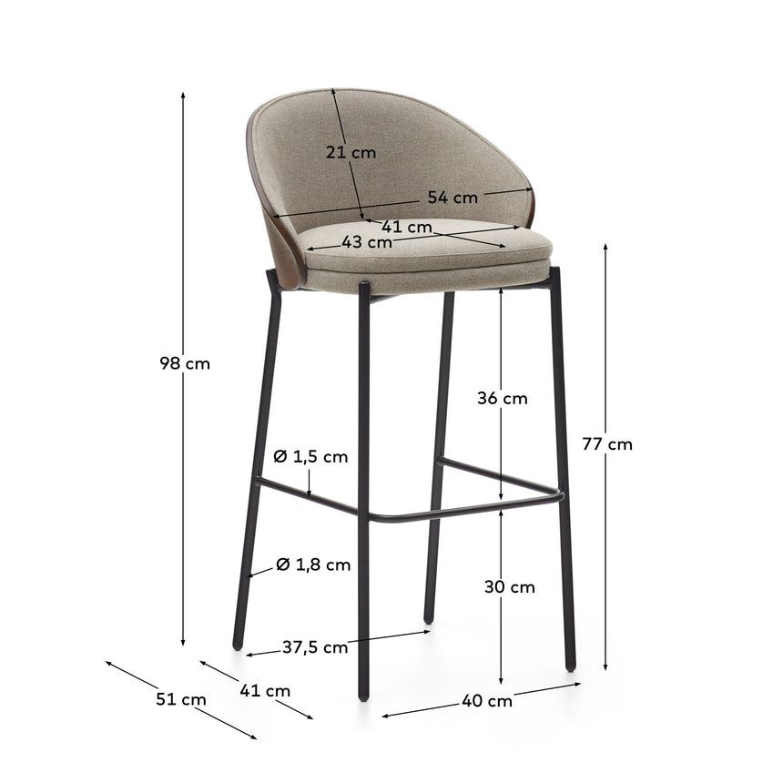 Eamy Hocker braun Eschenfurnier mit Wenge-Finish Höhe 77 cm - ZEN ZONE Furniture
