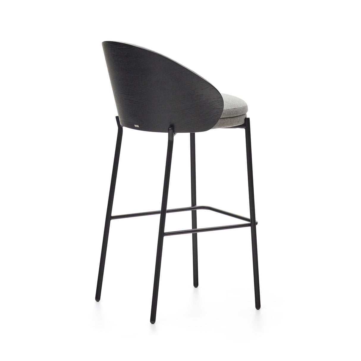 Eamy Hocker hellgrau Eschenfurnier mit schwarzem Finish und Metall in Schwarz Höhe 77 cm - ZEN ZONE Furniture