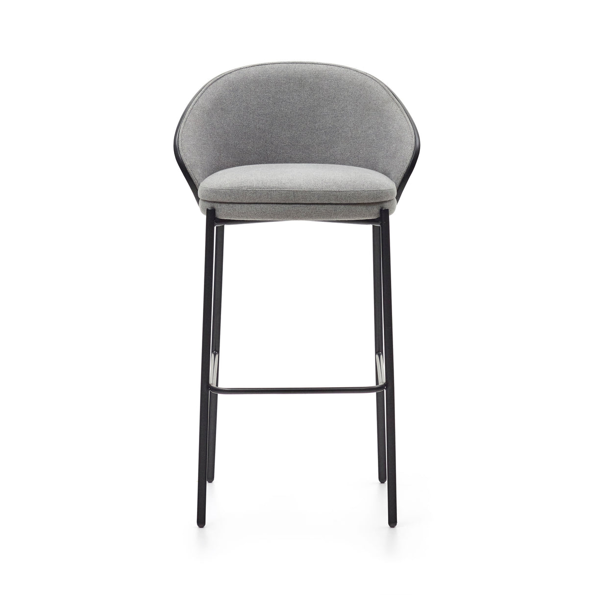Eamy Hocker hellgrau Eschenfurnier mit schwarzem Finish und Metall in Schwarz Höhe 77 cm - ZEN ZONE Furniture