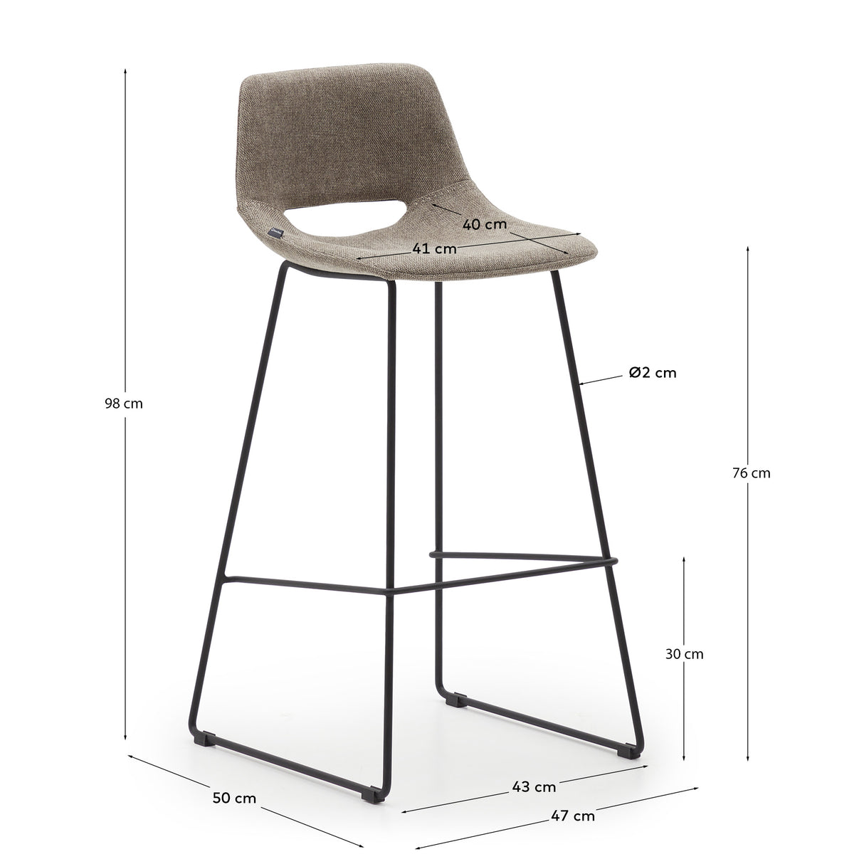 Zahara Hocker Braun 76cm - ZEN ZONE Furniture