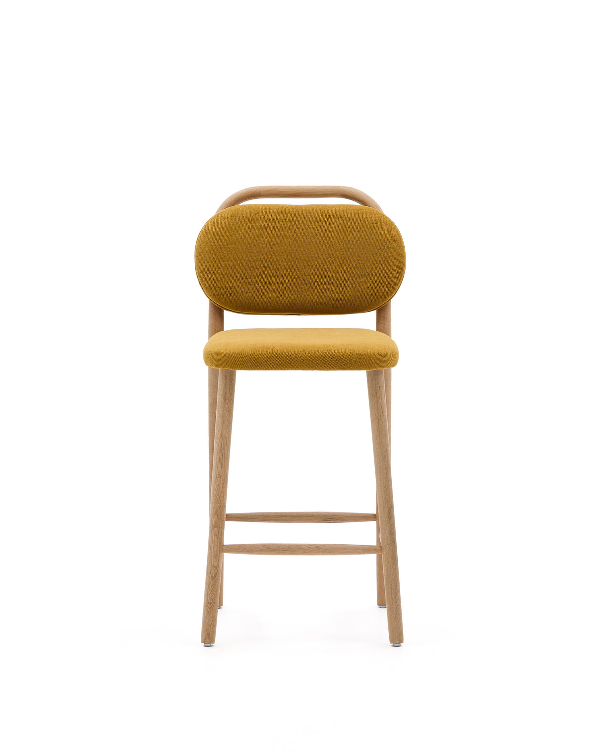 Helda Hocker aus senfgelber Chenille und massivem Eichenholz FSC Mix Credit 65 cm - ZEN ZONE Furniture