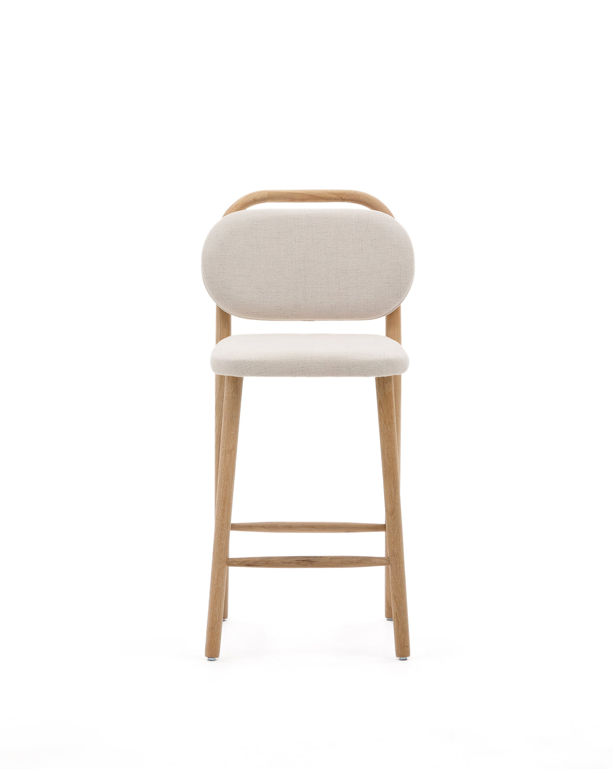 Helda SHocker aus beiger Chenille und massivem Eichenholz FSC Mix Credit 65 cm - ZEN ZONE Furniture