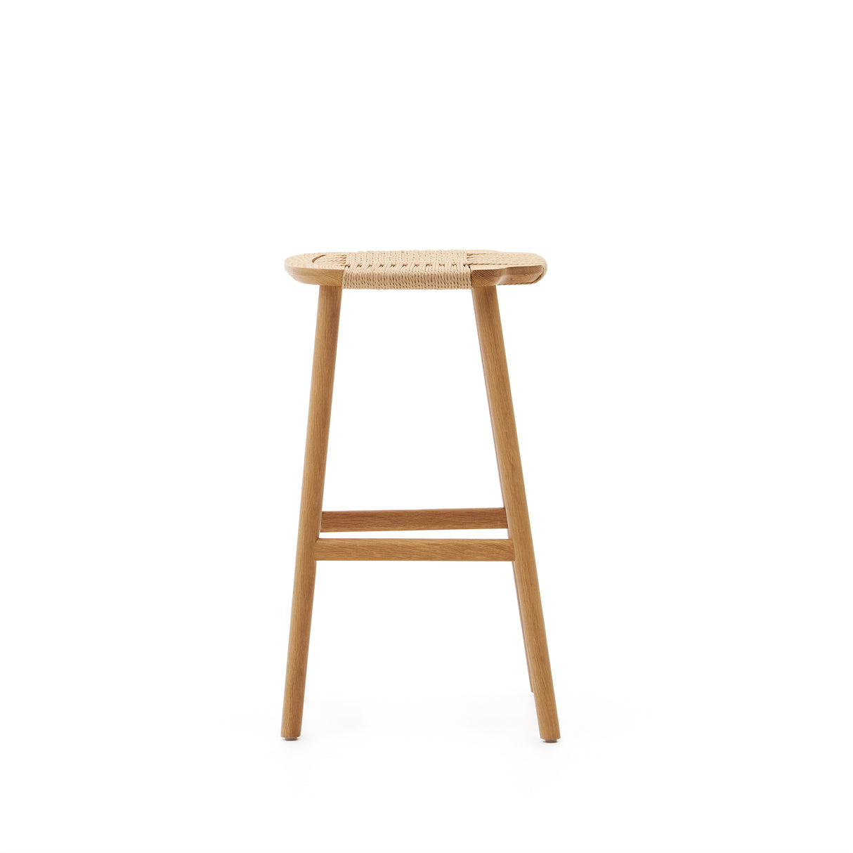 Enit Hocker aus Papierseil in Beige und massivem Eichenholz mit natürlichem Finish 65cm FSC Mix Credit - ZEN ZONE Furniture