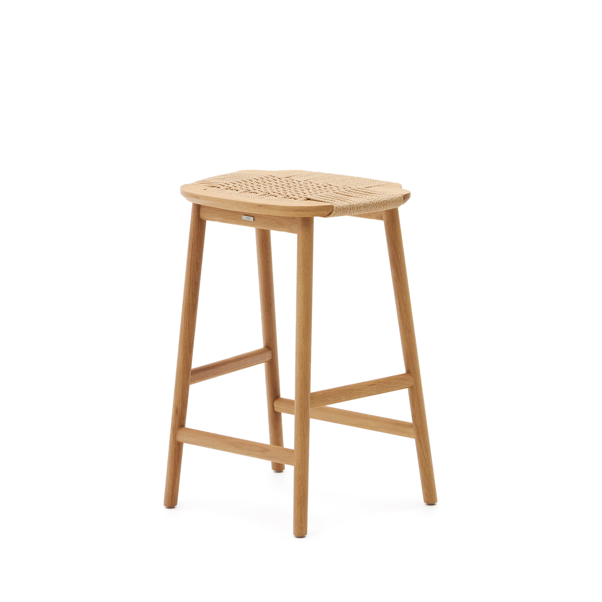 Enit Hocker aus Papierseil in Beige und massivem Eichenholz mit natürlichem Finish 65cm FSC Mix Credit - ZEN ZONE Furniture