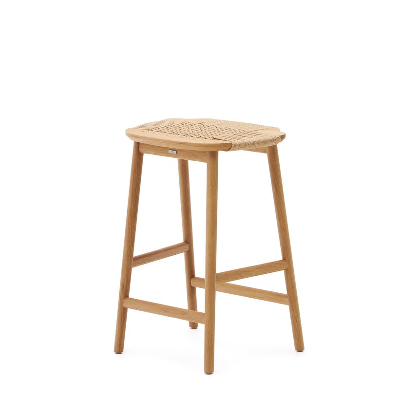 Enit Hocker aus Papierseil in Beige und massivem Eichenholz mit natürlichem Finish 65cm FSC Mix Credit - ZEN ZONE Furniture
