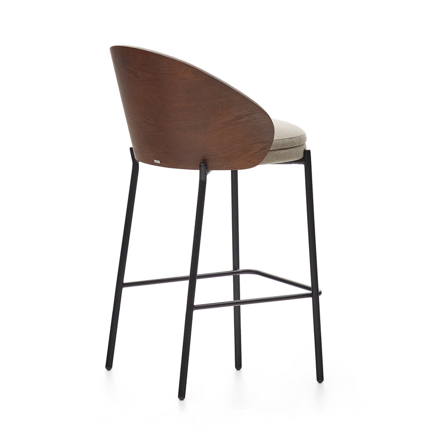 Eamy Hocker braun Eschenfurnier mit Wenge-Finish und Metall in Schwarz Höhe 65 cm - ZEN ZONE Furniture