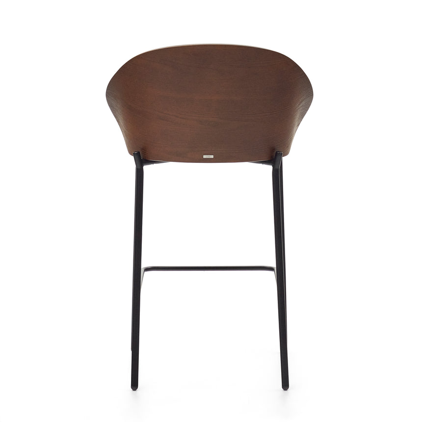 Eamy Hocker braun Eschenfurnier mit Wenge-Finish und Metall in Schwarz Höhe 65 cm - ZEN ZONE Furniture