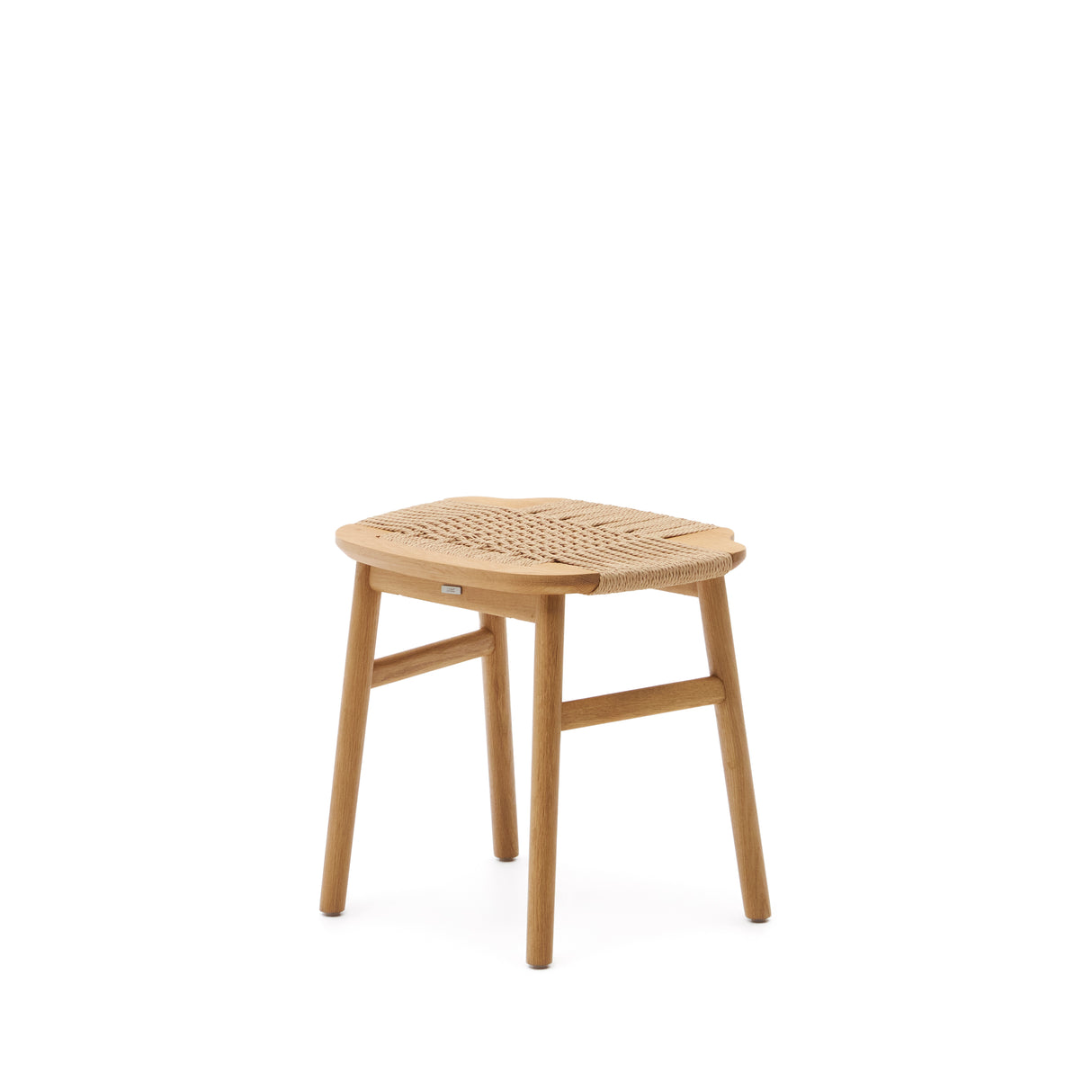 Enit Hocker aus Papierseil in Beige und massivem Eichenholz mit natürlichem Finish 43cm FSC Mix Credit - ZEN ZONE Furniture