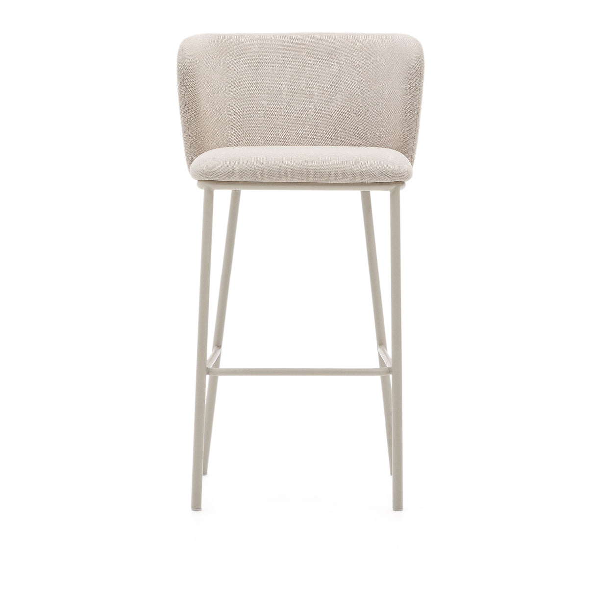 Hocker Ciselia aus beigefarbenem Chenille und beigefarbenem Stahl Höhe 75 cm FSC Mix Credit - ZEN ZONE Furniture