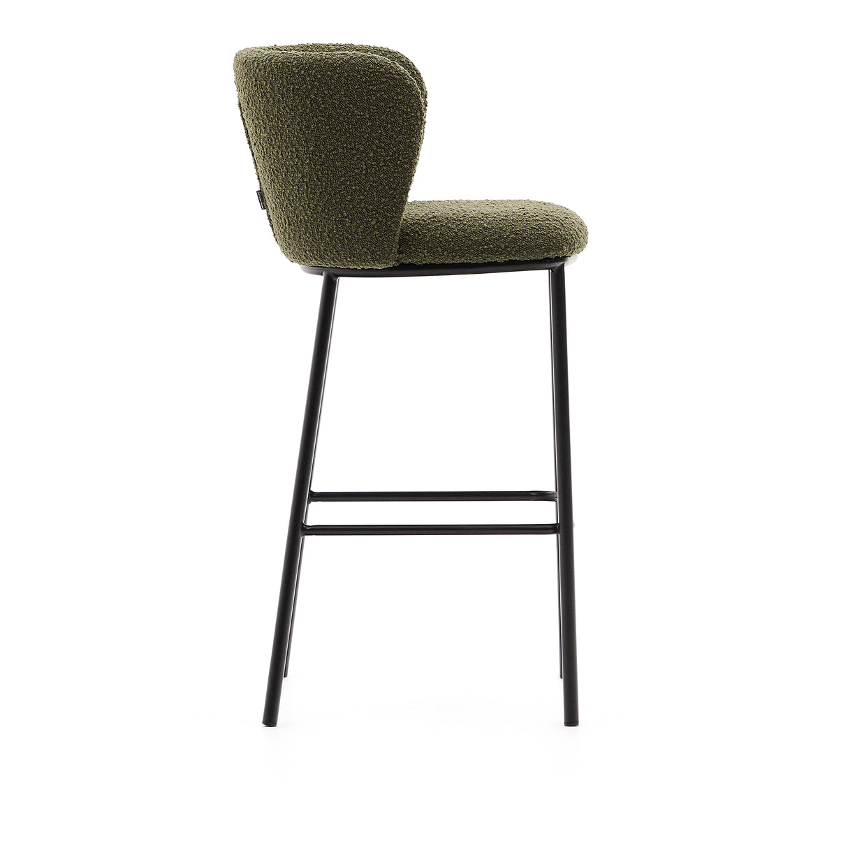 Hocker Ciselia aus grünem Schaffell und schwarzem Stahl Höhe 75 cm FSC Mix Credit - ZEN ZONE Furniture