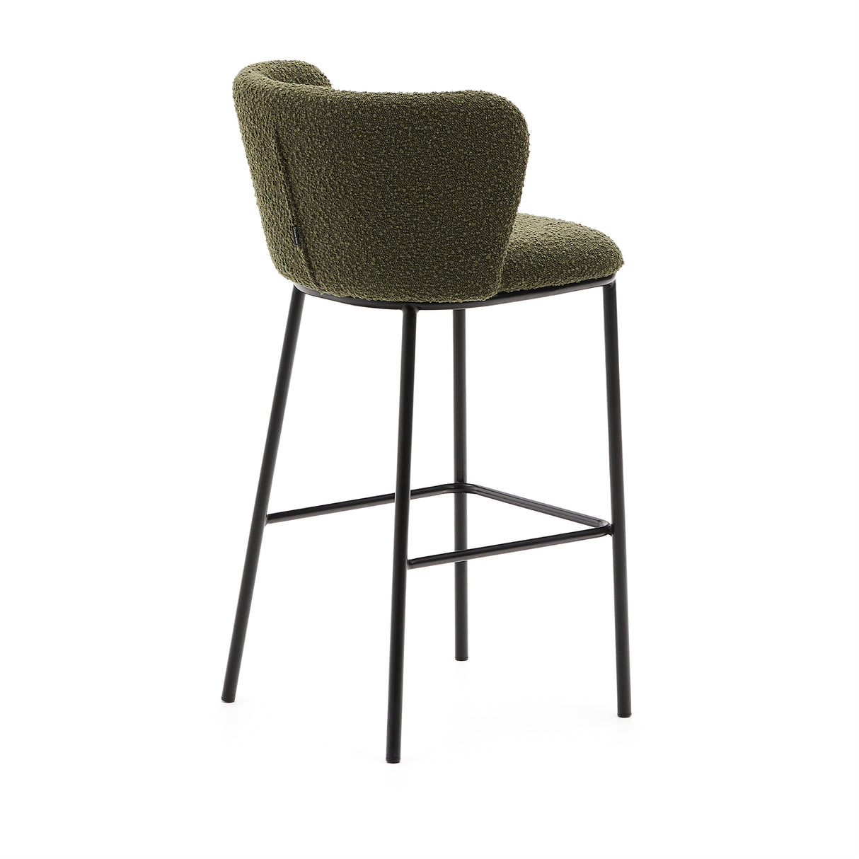 Hocker Ciselia aus grünem Schaffell und schwarzem Stahl Höhe 75 cm FSC Mix Credit - ZEN ZONE Furniture