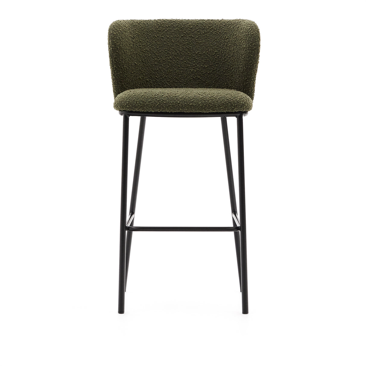 Hocker Ciselia aus grünem Schaffell und schwarzem Stahl Höhe 75 cm FSC Mix Credit - ZEN ZONE Furniture