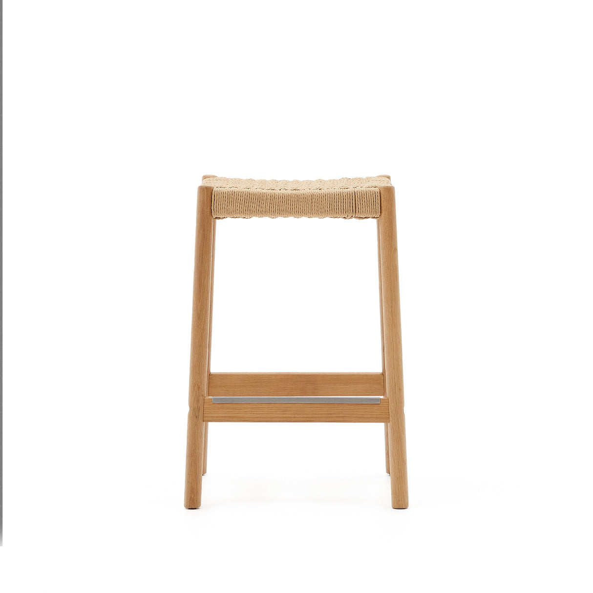 Yalia Hocker aus massivem Eichenholz mit naturfarbenem Finish und Seilsitz Höhe 65 cm FSC 100% - ZEN ZONE Furniture