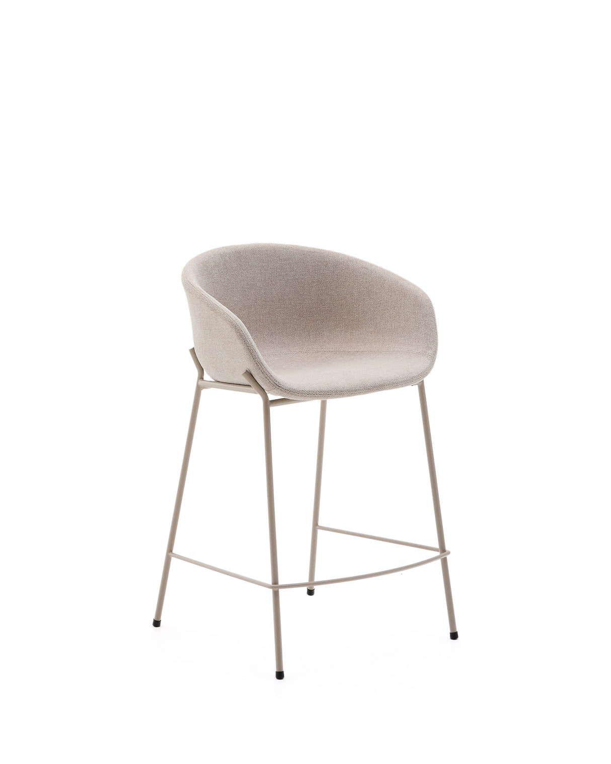 Hocker Yvette aus beigefarbener Chenille und Stahlbeinen mit beigefarbenem Finish Höhe 65 cm - ZEN ZONE Furniture