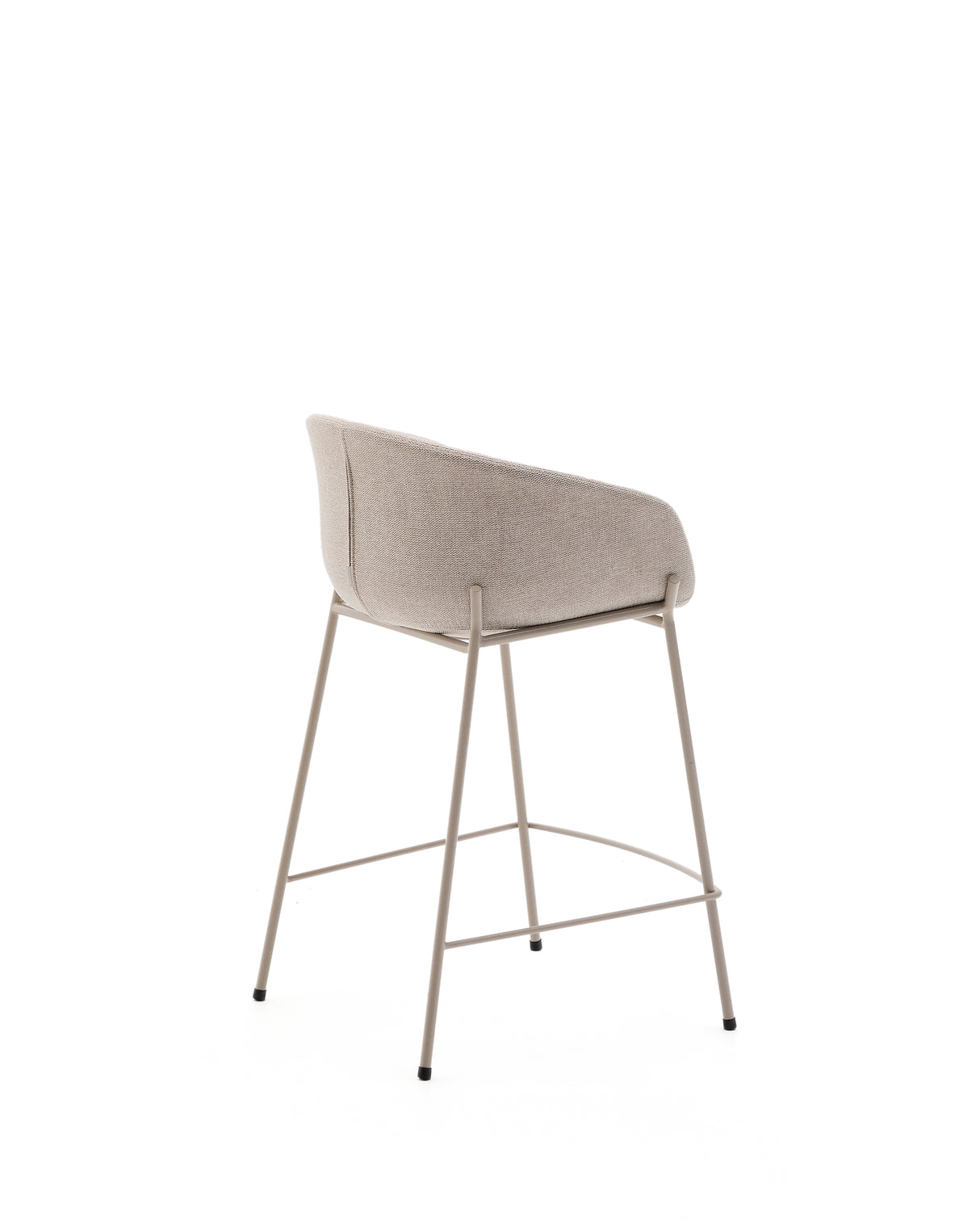 Hocker Yvette aus beigefarbener Chenille und Stahlbeinen mit beigefarbenem Finish Höhe 65 cm - ZEN ZONE Furniture