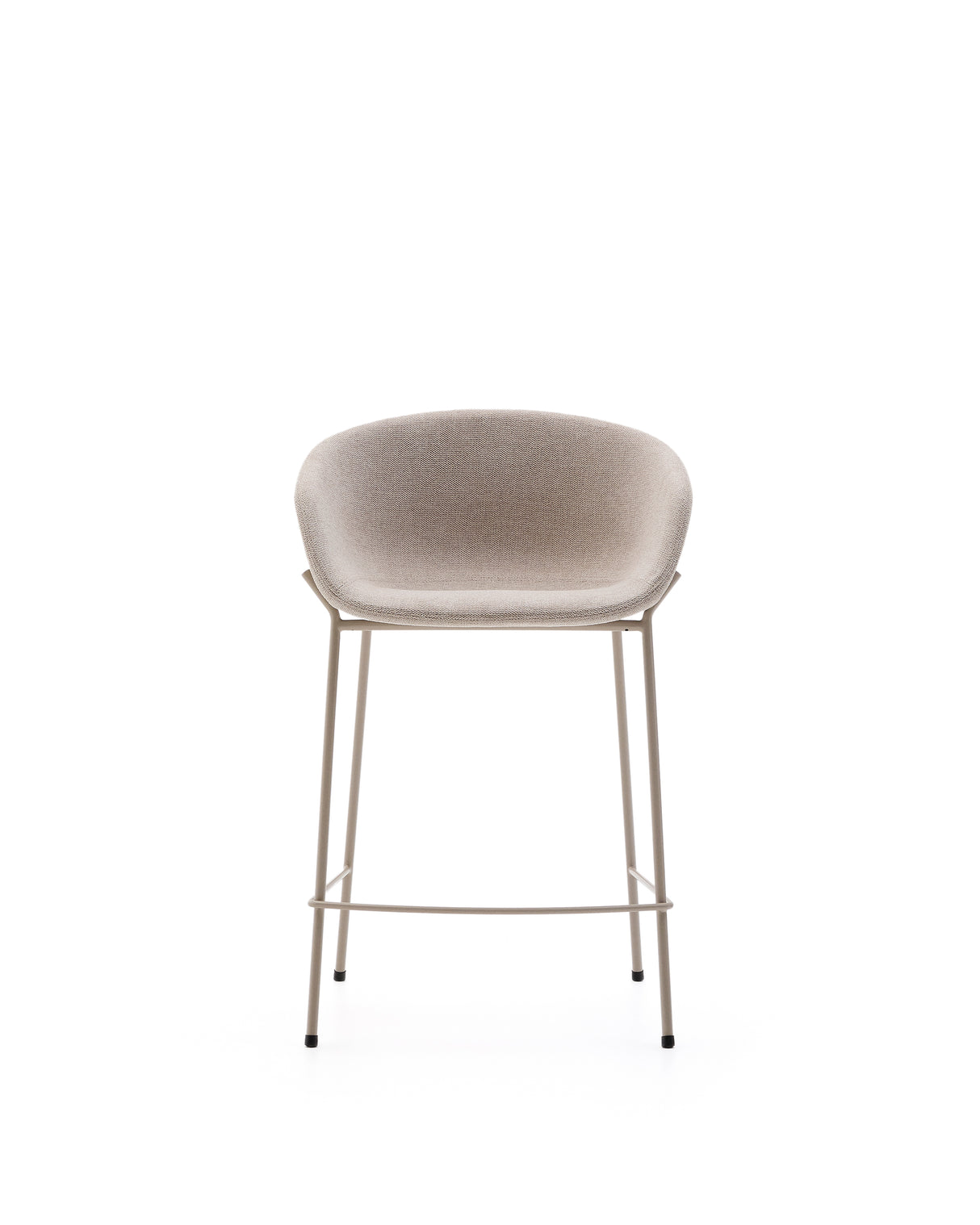 Hocker Yvette aus beigefarbener Chenille und Stahlbeinen mit beigefarbenem Finish Höhe 65 cm - ZEN ZONE Furniture