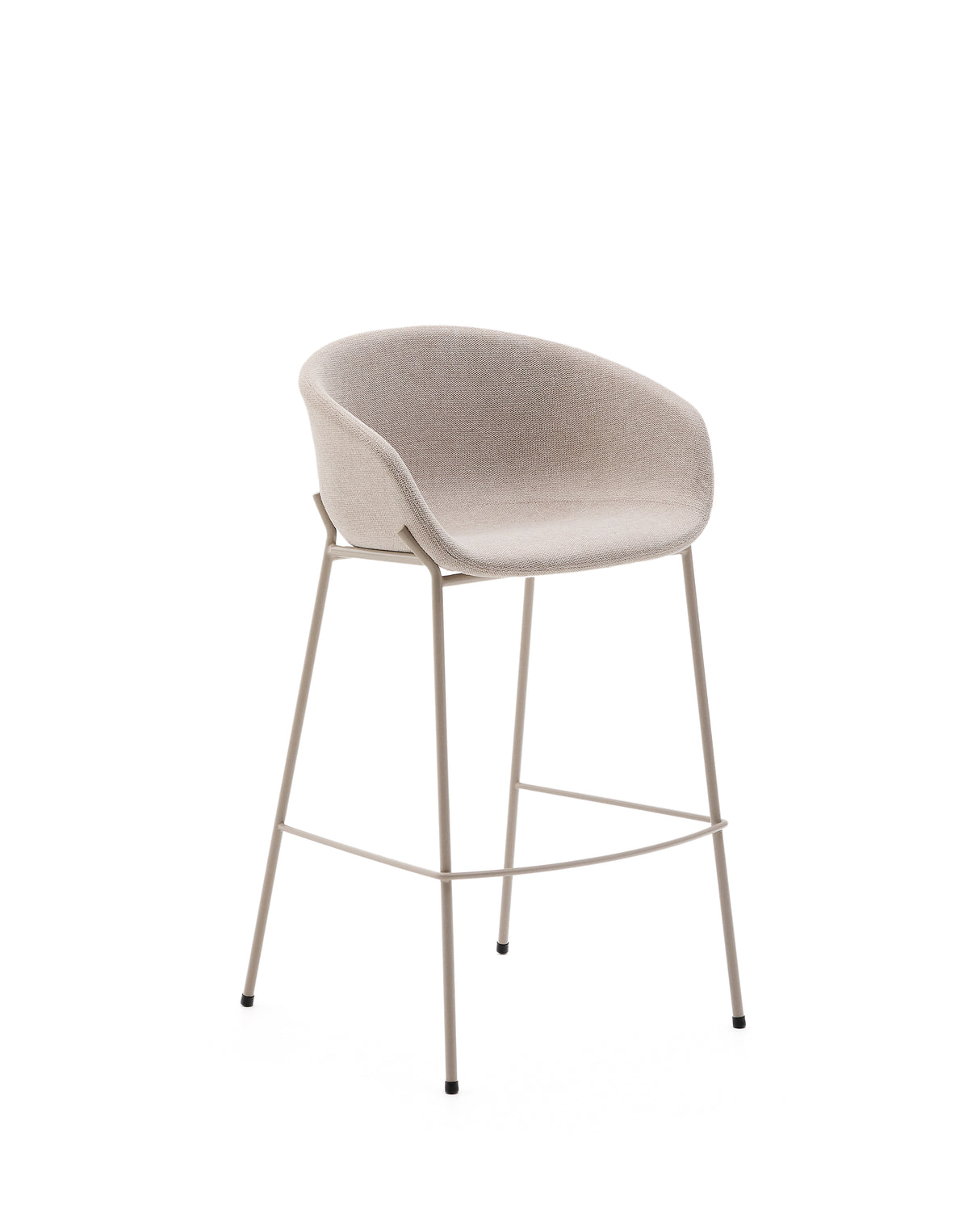 Hocker Yvette aus beigefarbener Chenille und Stahlbeinen mit beigefarbenem Finish Höhe 75 cm - ZEN ZONE Furniture