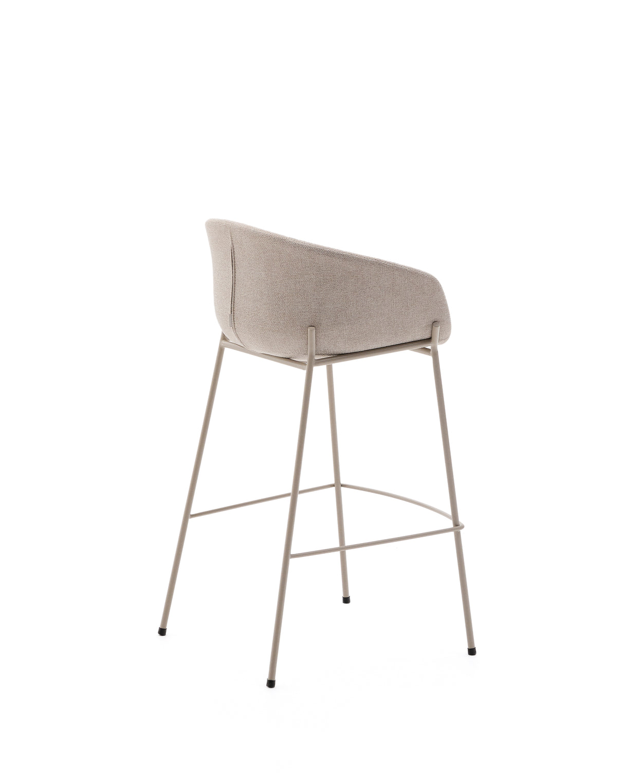 Hocker Yvette aus beigefarbener Chenille und Stahlbeinen mit beigefarbenem Finish Höhe 75 cm - ZEN ZONE Furniture