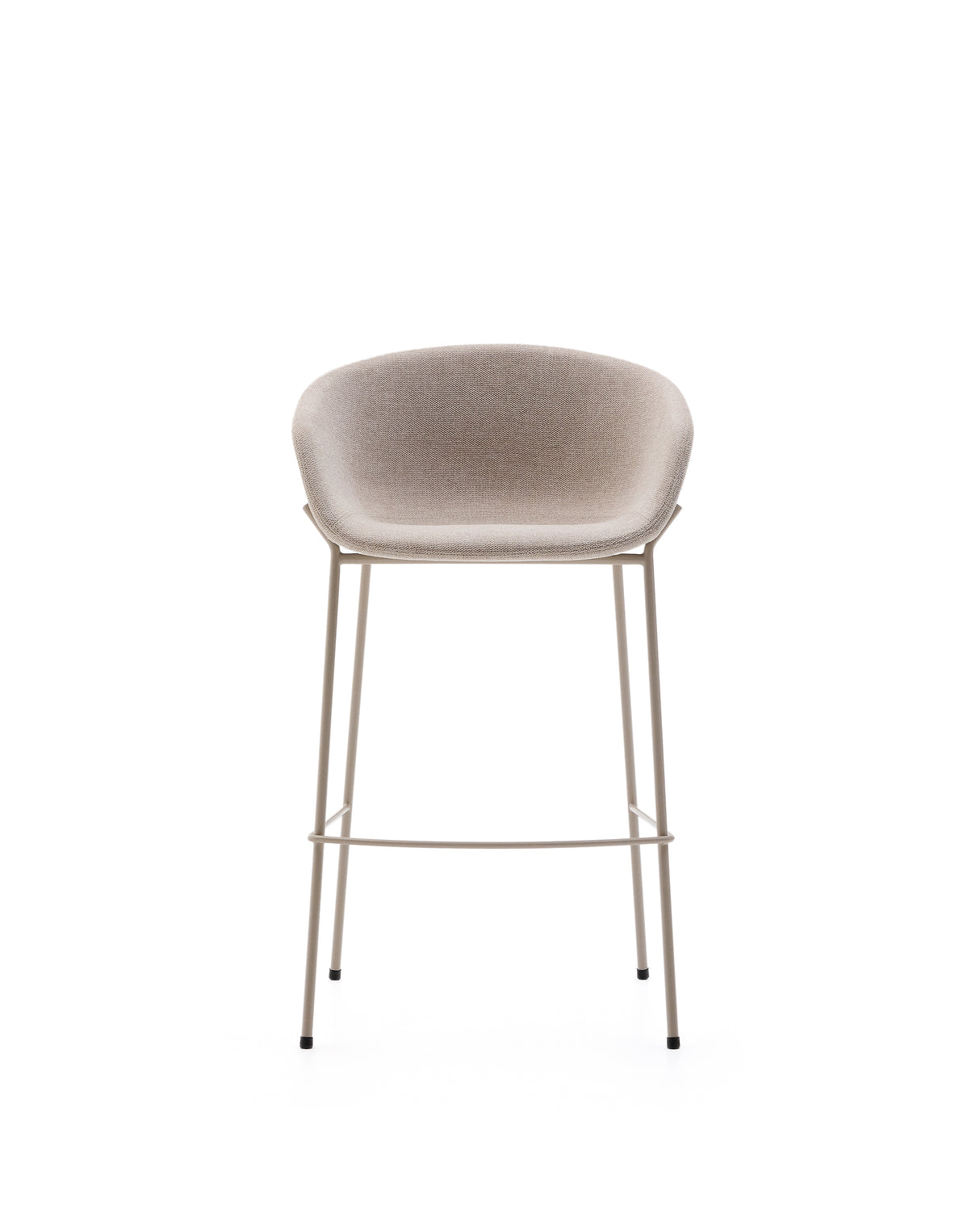 Hocker Yvette aus beigefarbener Chenille und Stahlbeinen mit beigefarbenem Finish Höhe 75 cm - ZEN ZONE Furniture