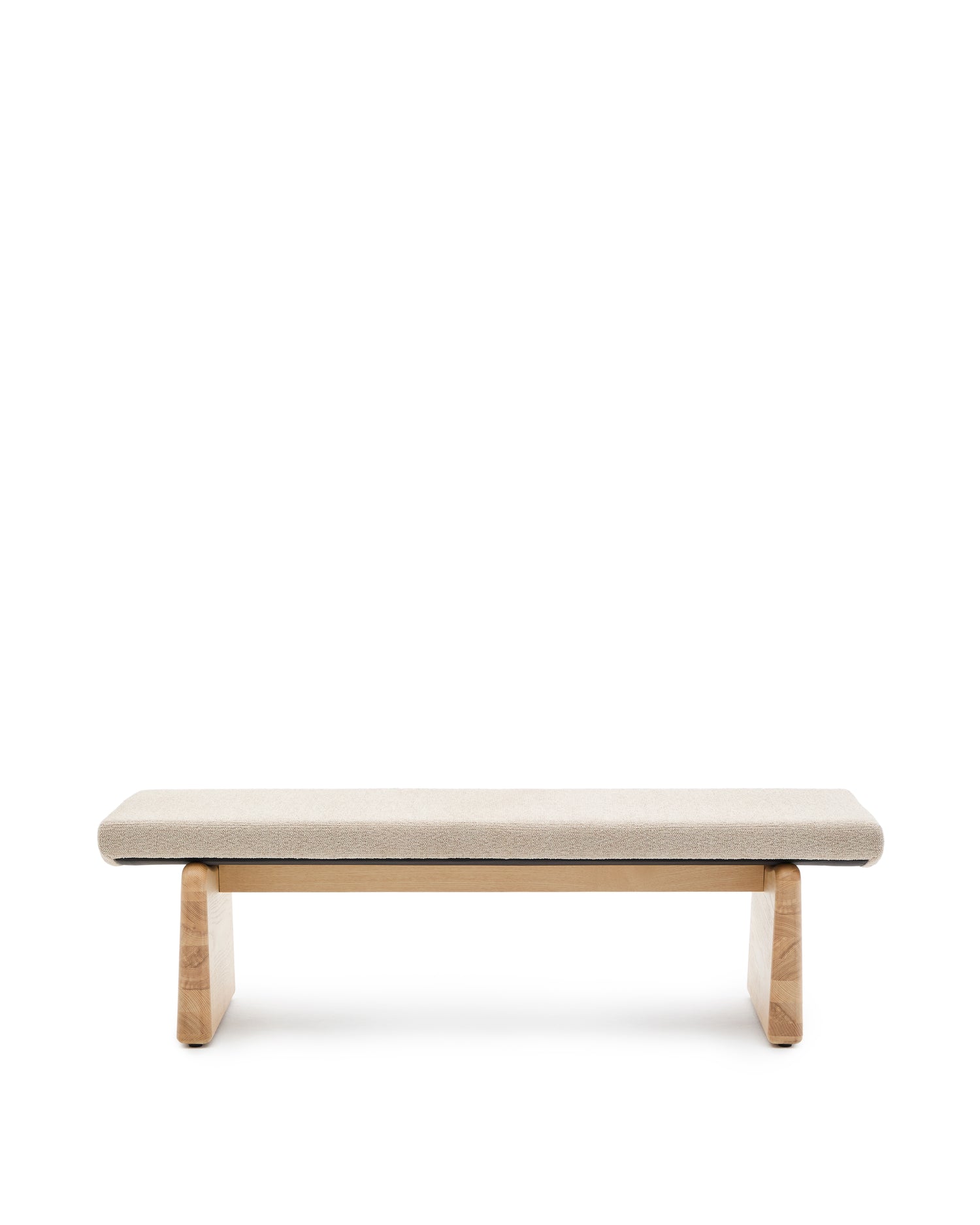 Polsterbank Topaz beige Chenille und massives Eschenholz mit natürlichem Finish 150cm FSC 100% - ZEN ZONE Furniture