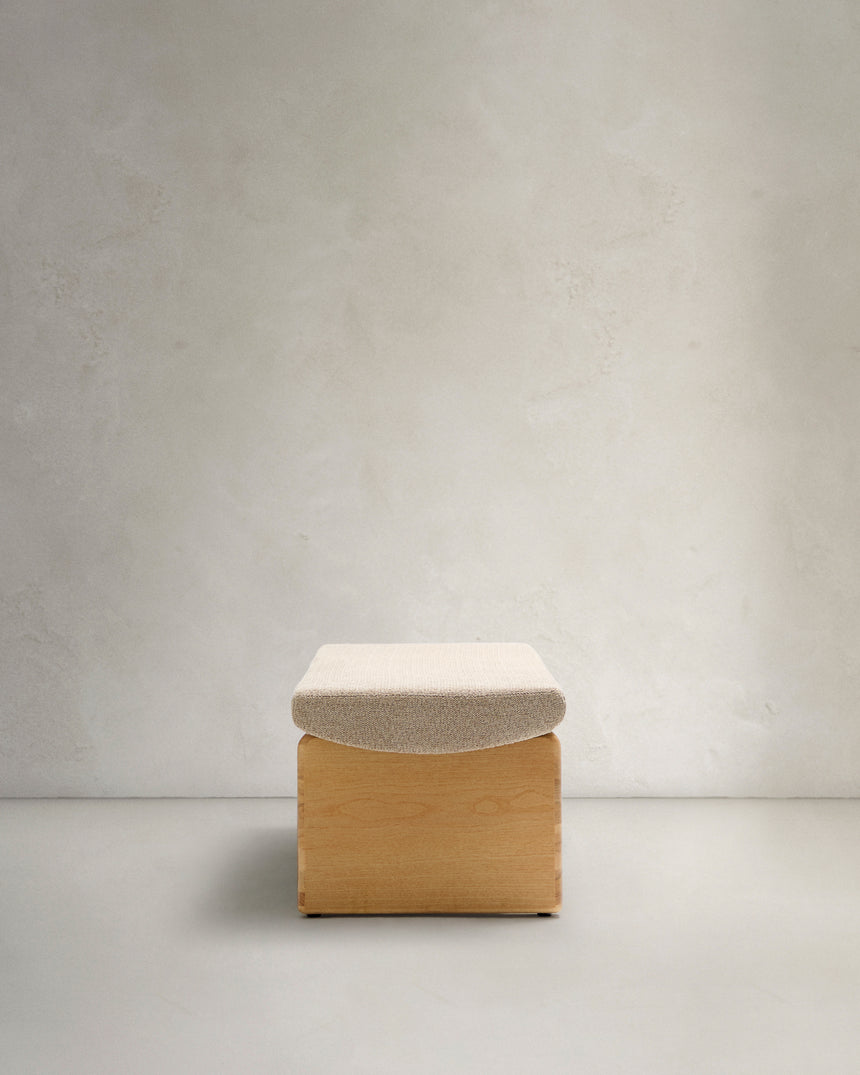 Polsterbank Topaz beige Chenille und massives Eschenholz mit natürlichem Finish 150cm FSC 100% - ZEN ZONE Furniture