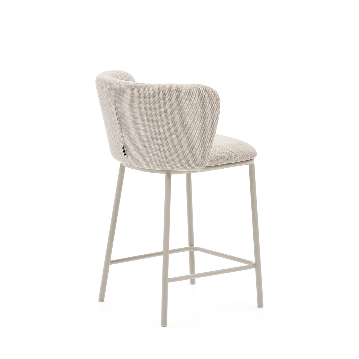 Hocker Ciselia aus beigefarbenem Chenille und beigefarbenem Stahl Höhe 65 cm FSC Mix Credit - ZEN ZONE Furniture