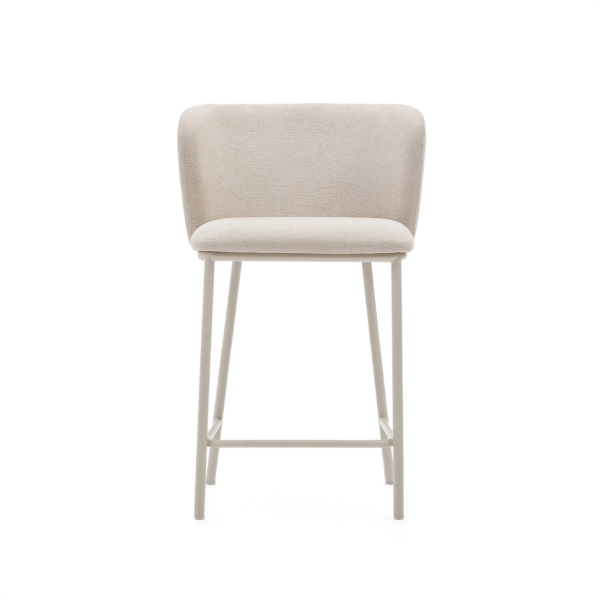 Hocker Ciselia aus beigefarbenem Chenille und beigefarbenem Stahl Höhe 65 cm FSC Mix Credit - ZEN ZONE Furniture