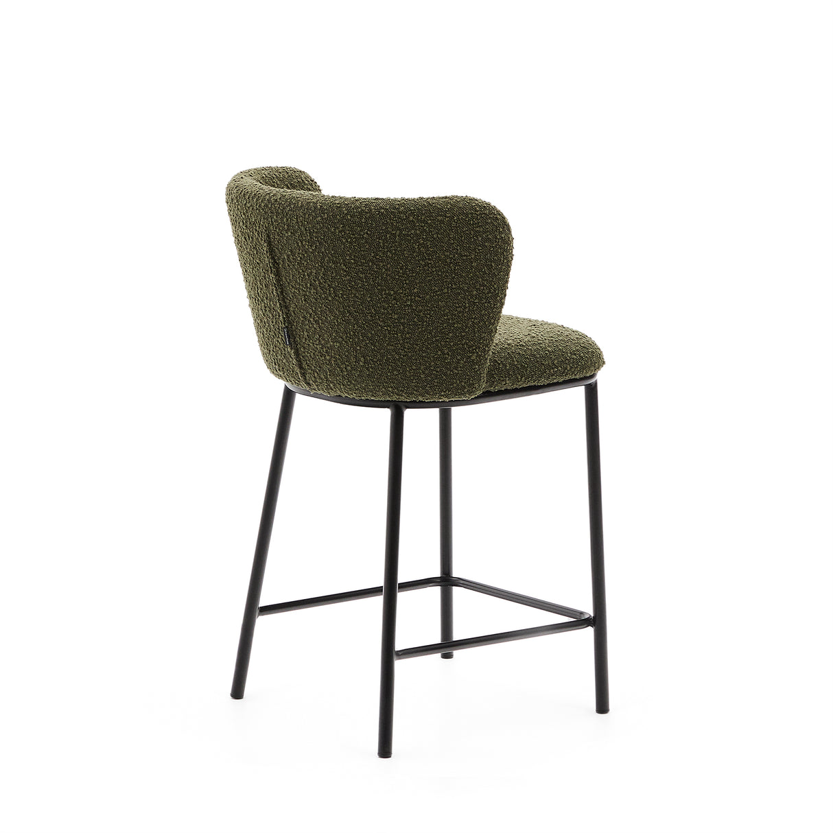 Hocker Ciselia aus grünem Schaffell und schwarzem Stahl Höhe 65 cm FSC Mix Credit - ZEN ZONE Furniture