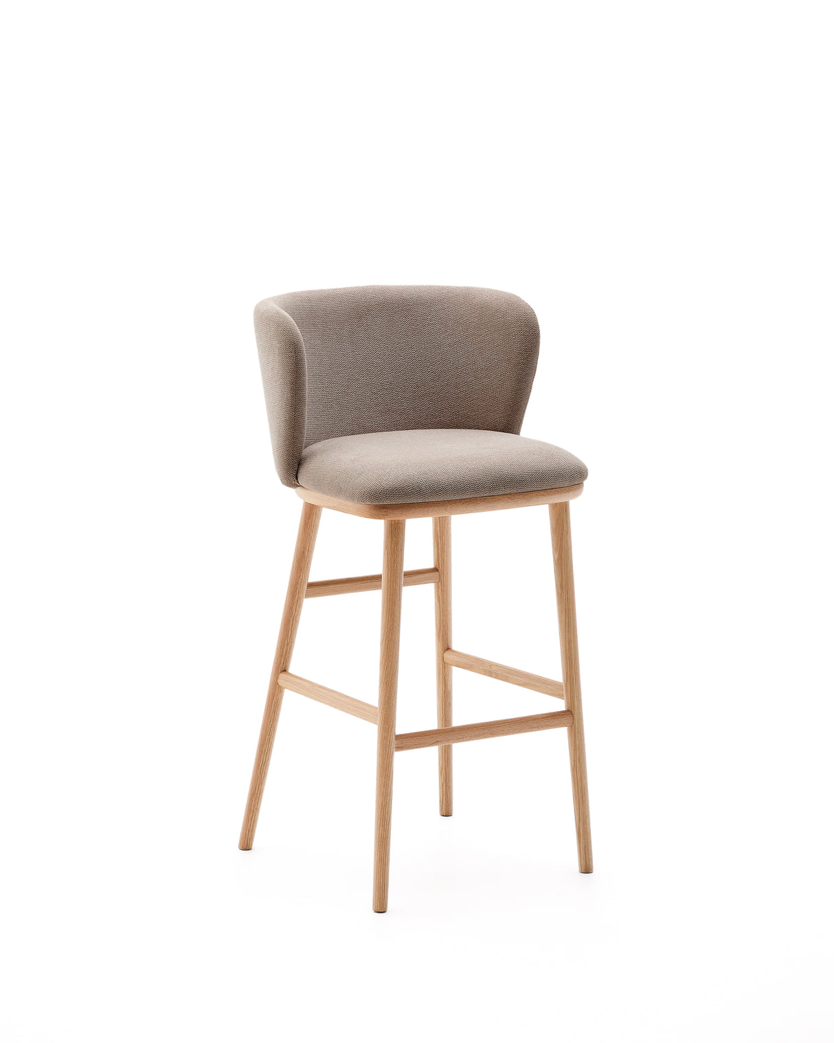 Hocker Ciselia braune Chenille und massive Esche mit natürlichem Finish FSC Mix Credit 75 cm - ZEN ZONE Furniture