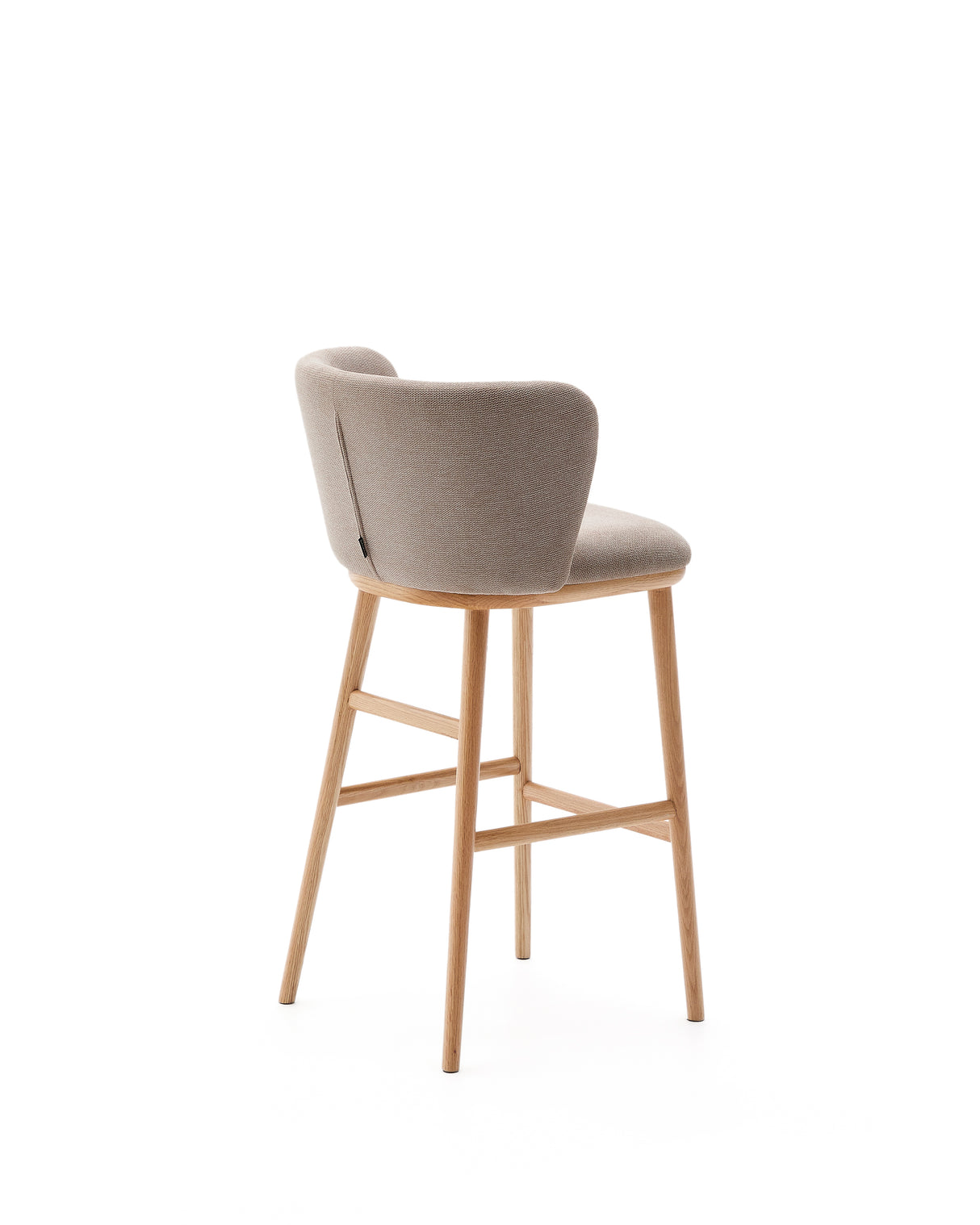 Hocker Ciselia braune Chenille und massive Esche mit natürlichem Finish FSC Mix Credit 75 cm - ZEN ZONE Furniture